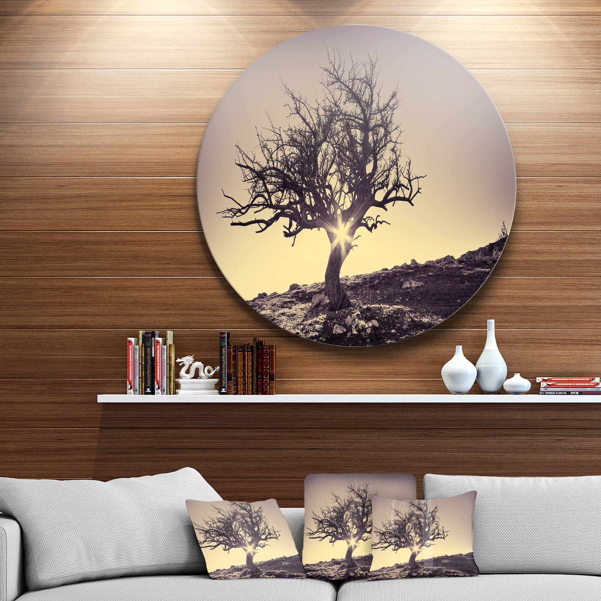 Designart - Lonely Grey Tree in Mountain' Extra Large Wall Art Landscape