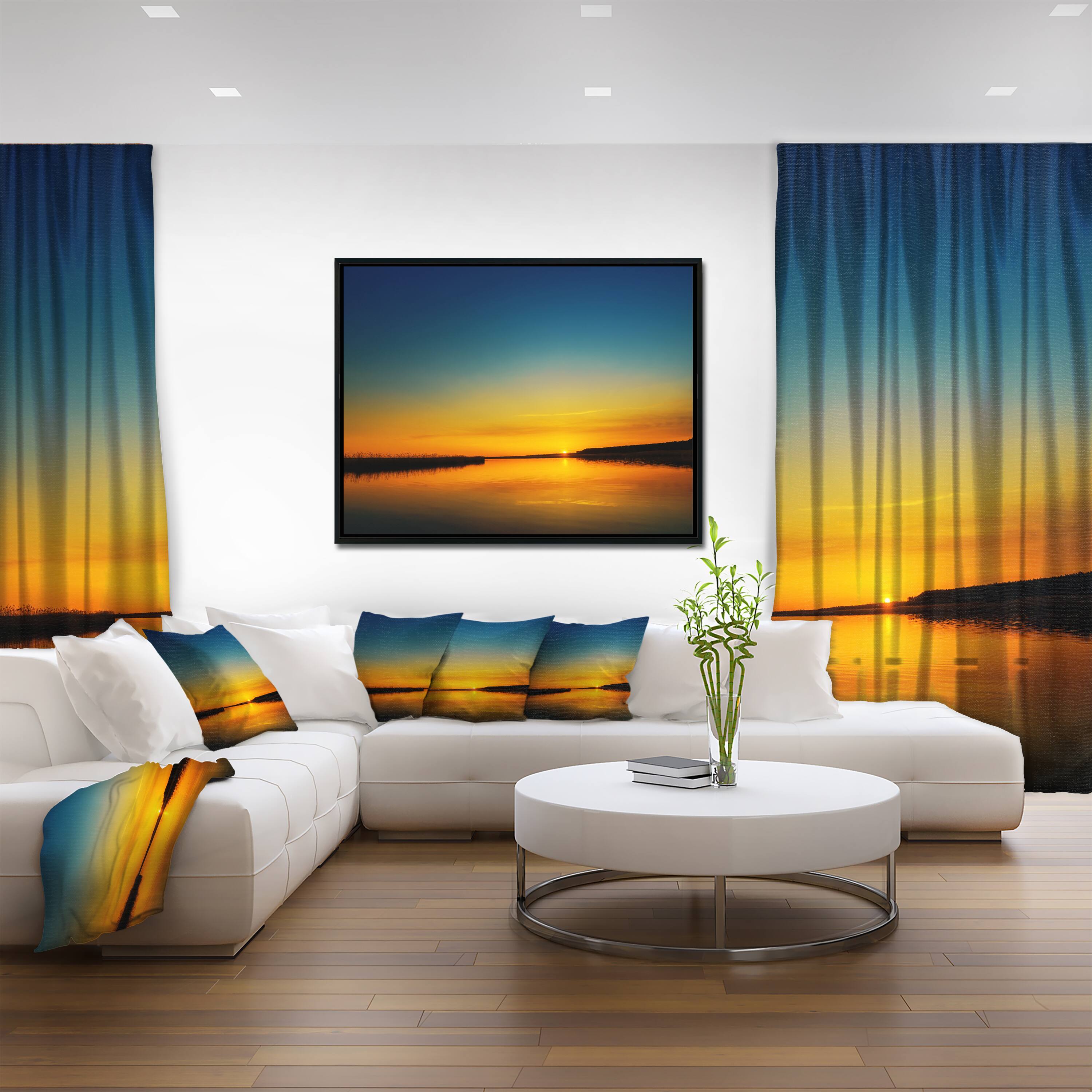 Designart - Orange Sunset Over River