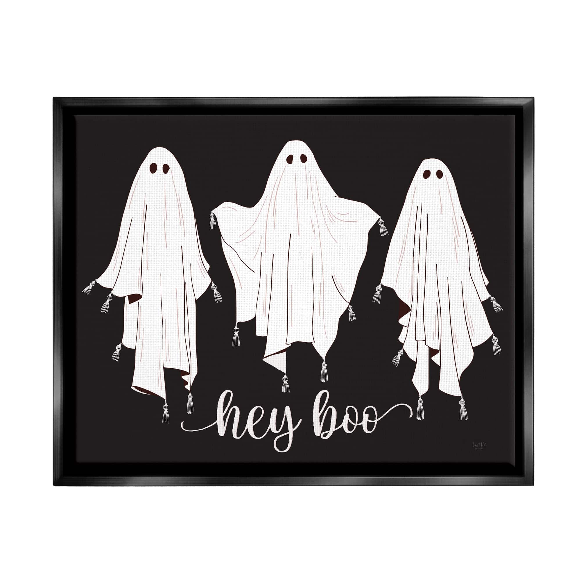 Stupell Industries Hey Boo Three Ghosts Framed Floater Canvas Wall Art