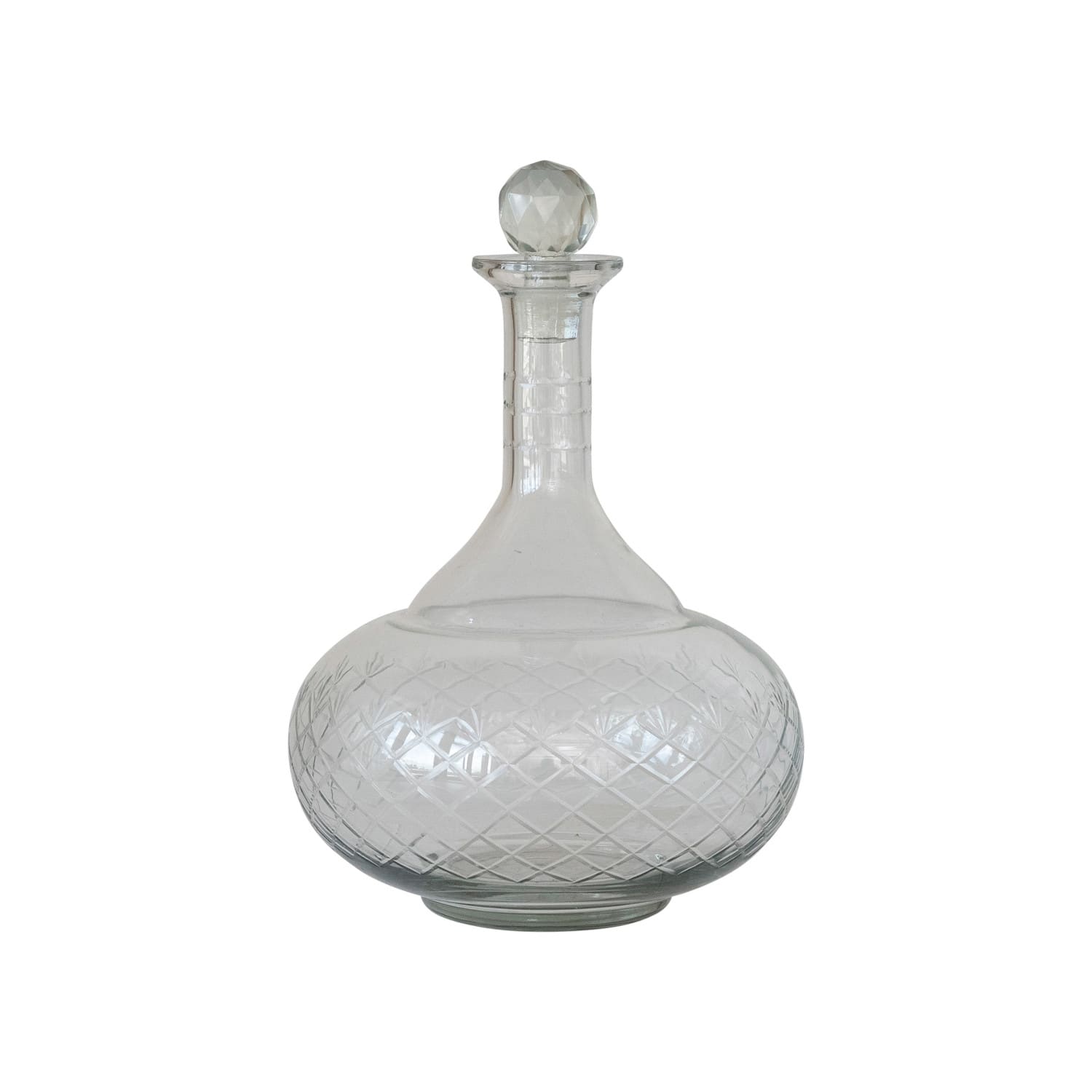 Hello Honey® 12oz. Clear Round Reclaimed Etched Glass Decanter with Tall Neck