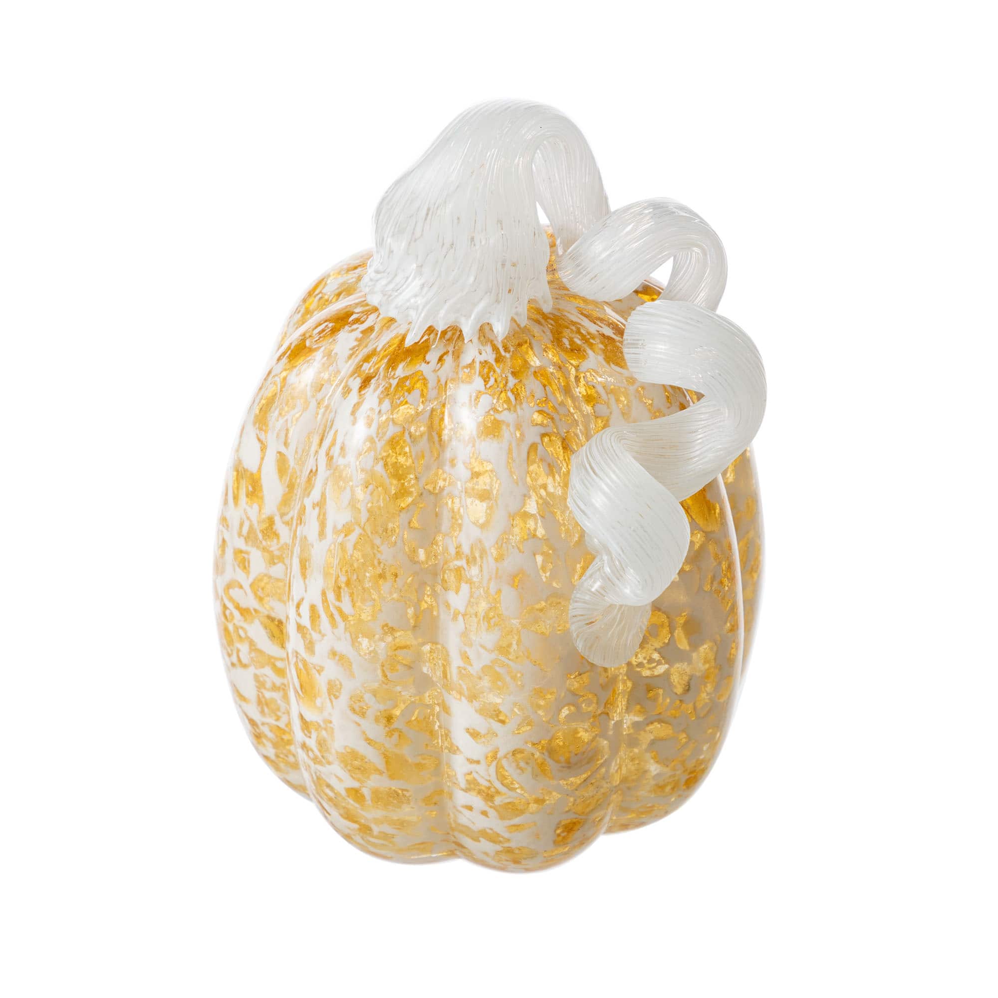 Glitzhome® Amber Dots Fall Pumpkin Glass Tabletop Accent