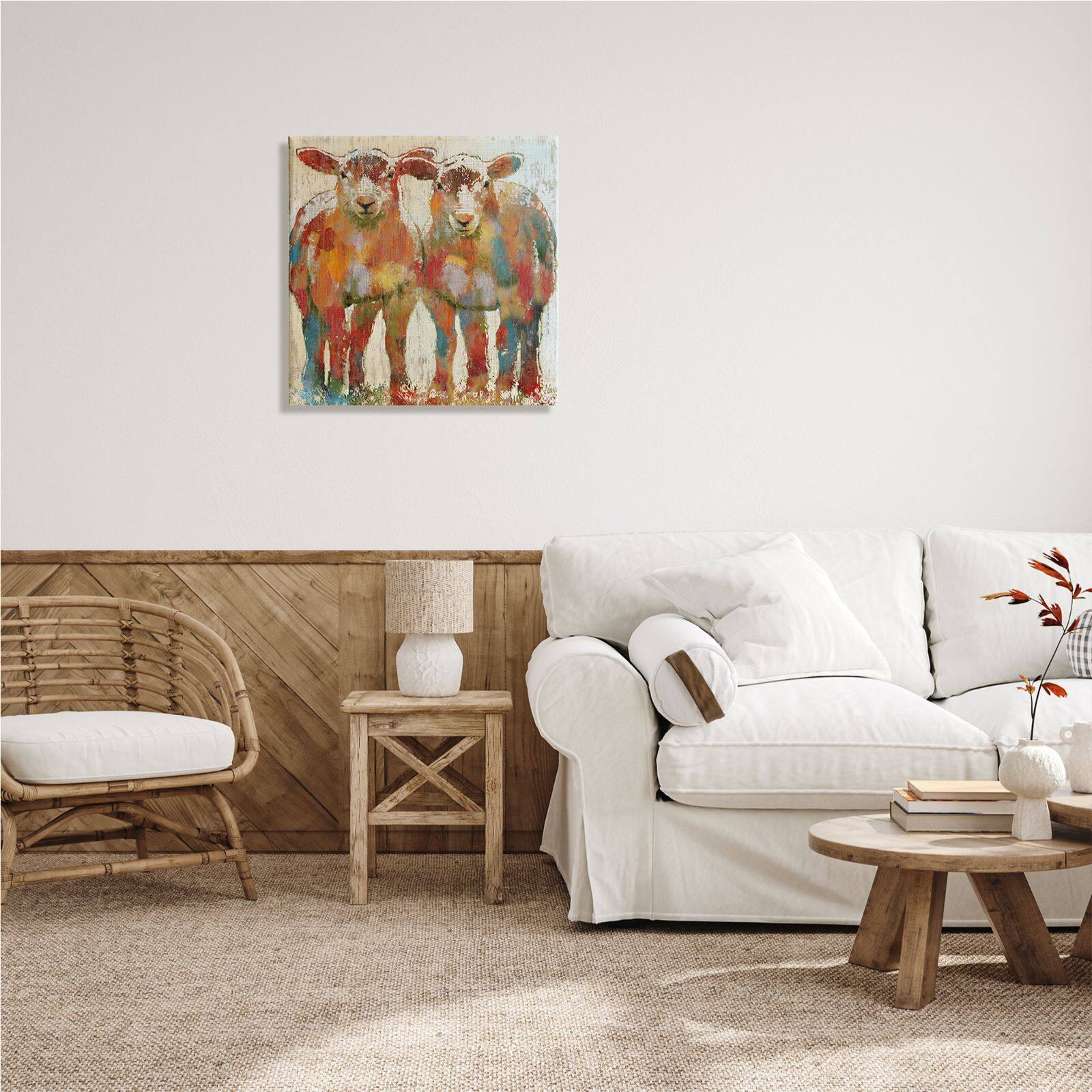 Stupell Industries Abstract Sheep Pair Contemporary Rustic Patchwork Pattern Canvas Wall Art