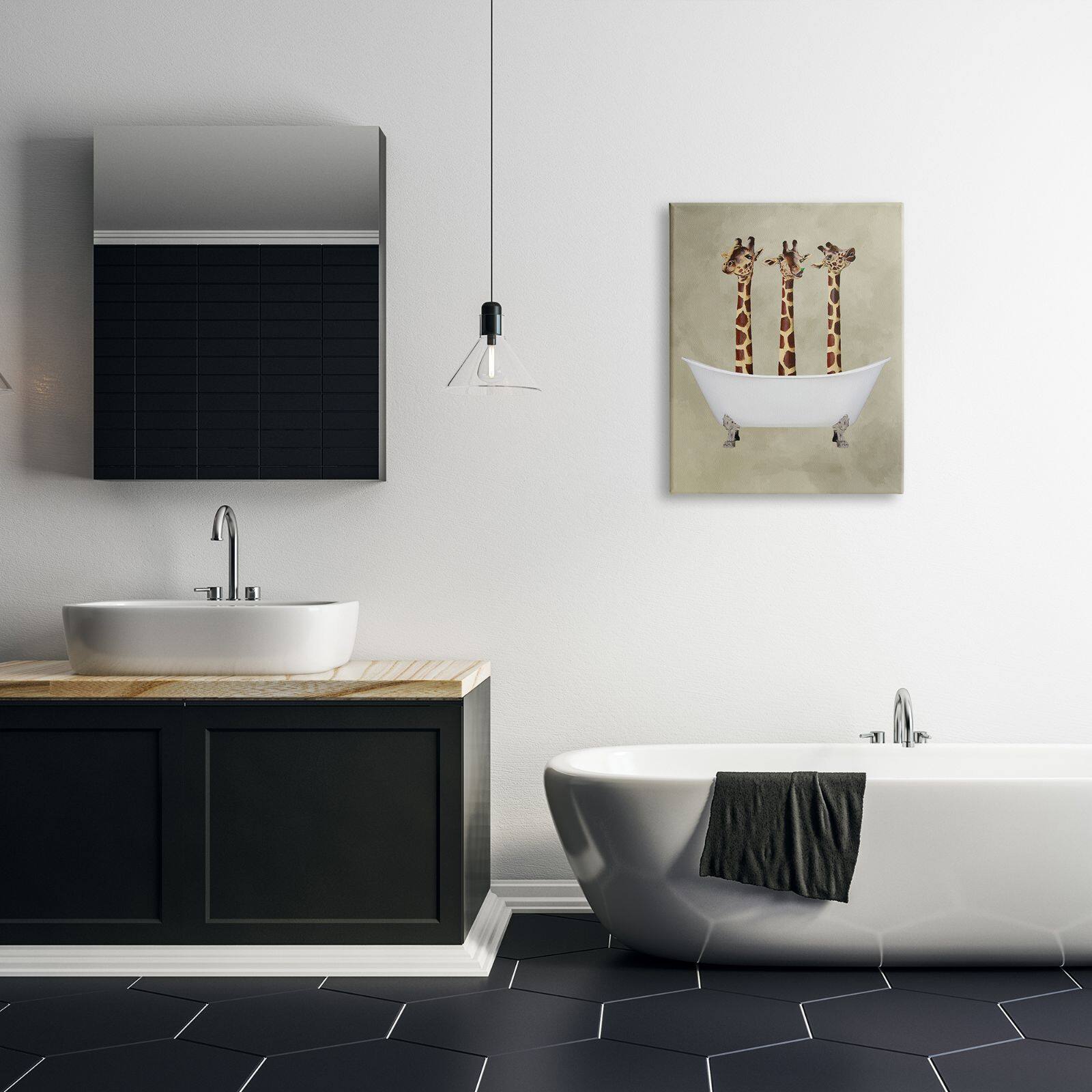 Stupell Industries Three Giraffes In A Bathtub Canvas Wall Art