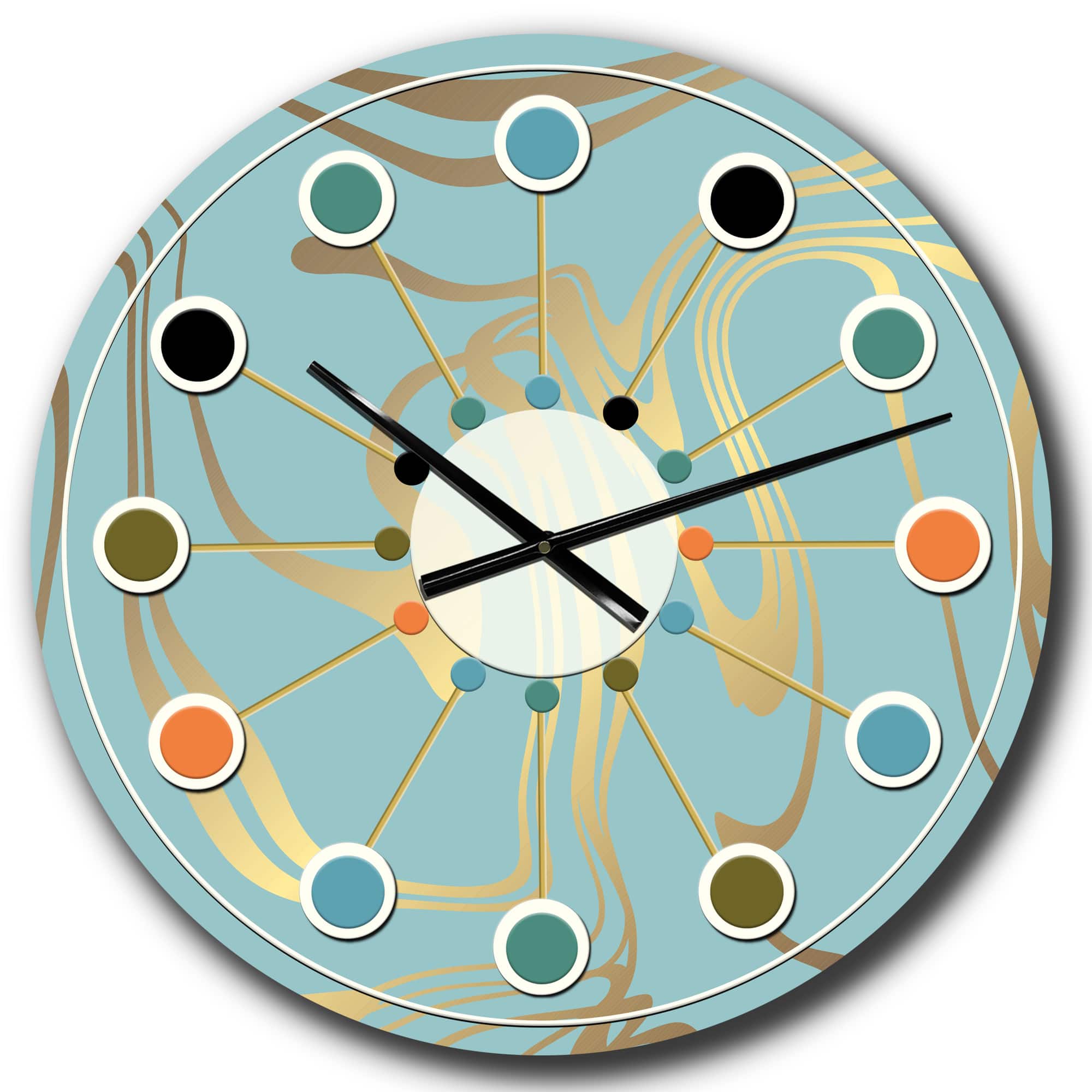 Designart 'Golden Marble Design I Mid-Century Modern Wall Clock