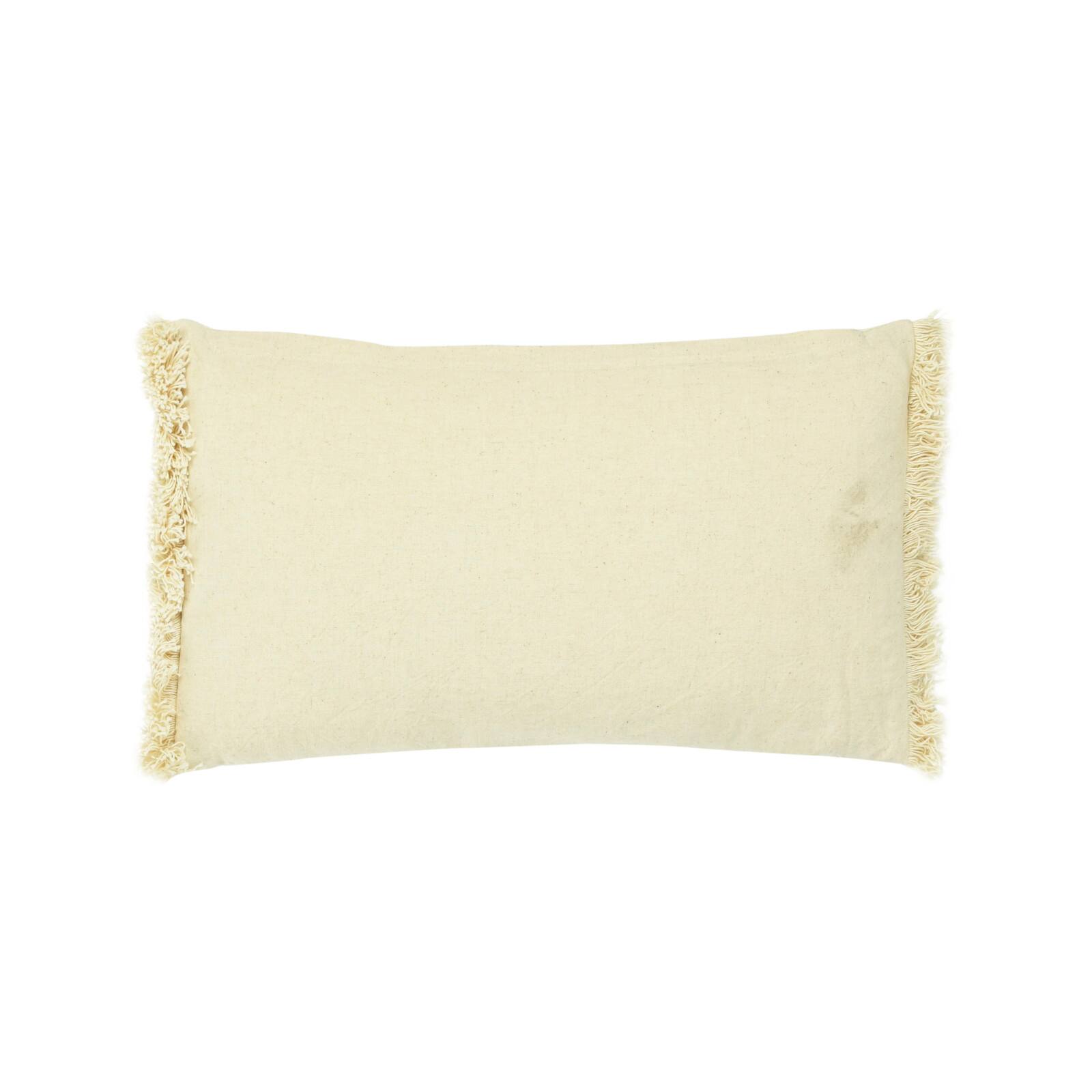 Diamond Design & Fringed Ends Cotton & Linen Lumbar Pillow