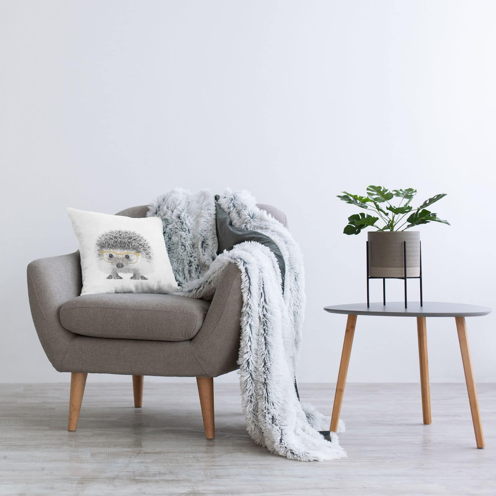 Stupell Industries Lovable Hedgehog Wearing Yellow Glasses Animal Throw Pillow, 18" x 18"