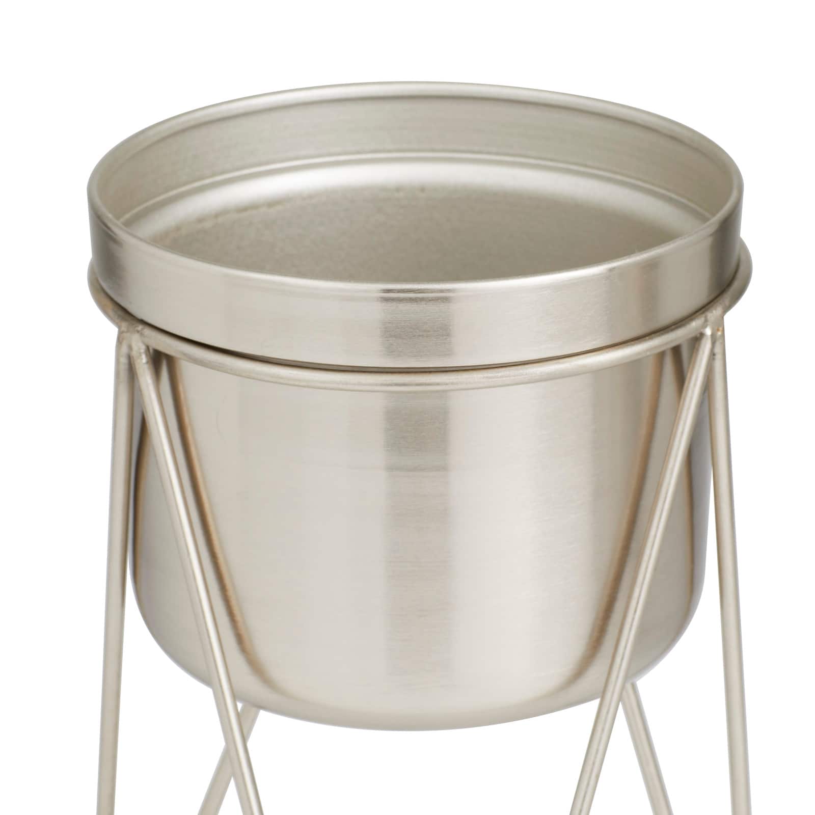 Set of 2 Silver Iron Modern Planter, 10" x 8"