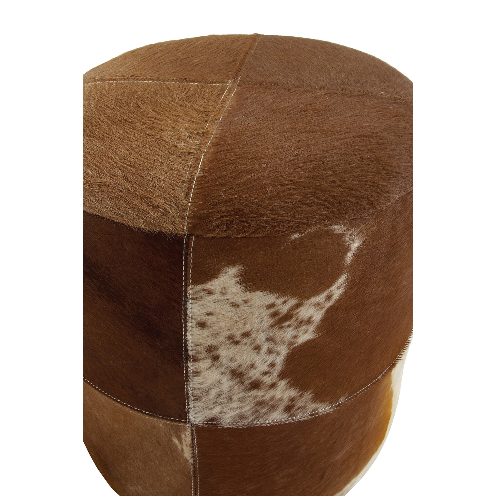16" Brown Wood & Leather Farmhouse Ottoman