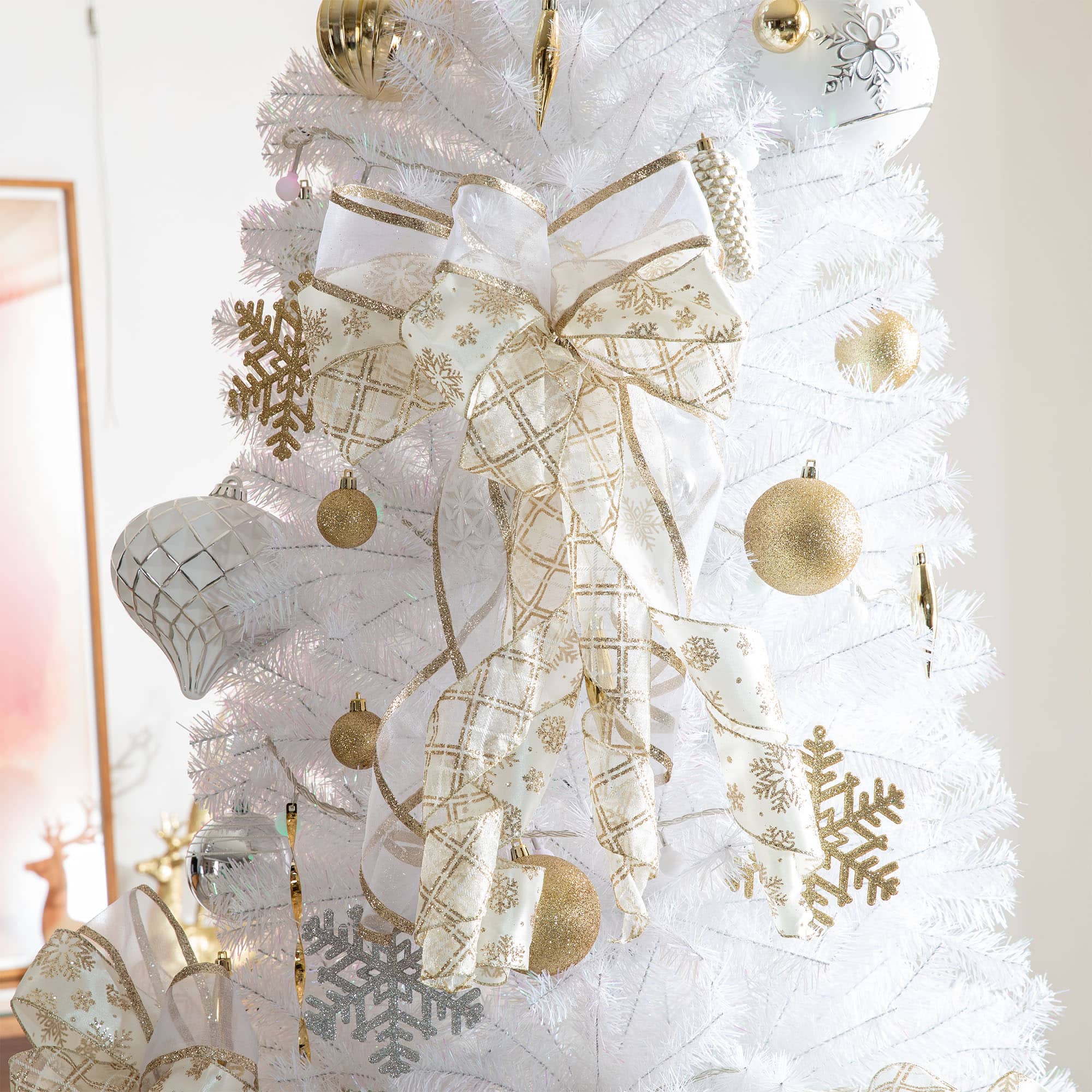Glitzhome® 32" Elegant Snowflake Ribbon Christmas Bows, 9ct.