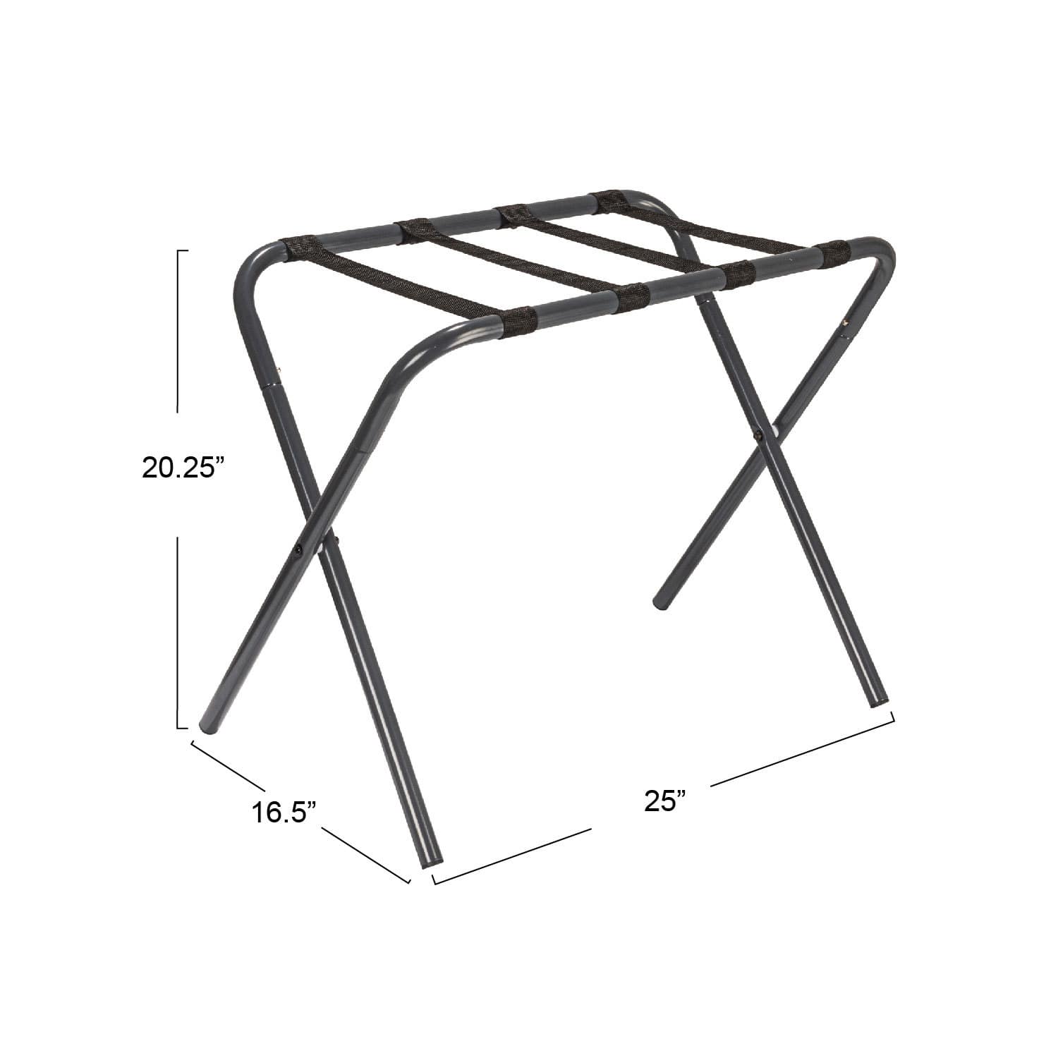 Household Essentials Gray Frame with Black Straps Luggage Rack