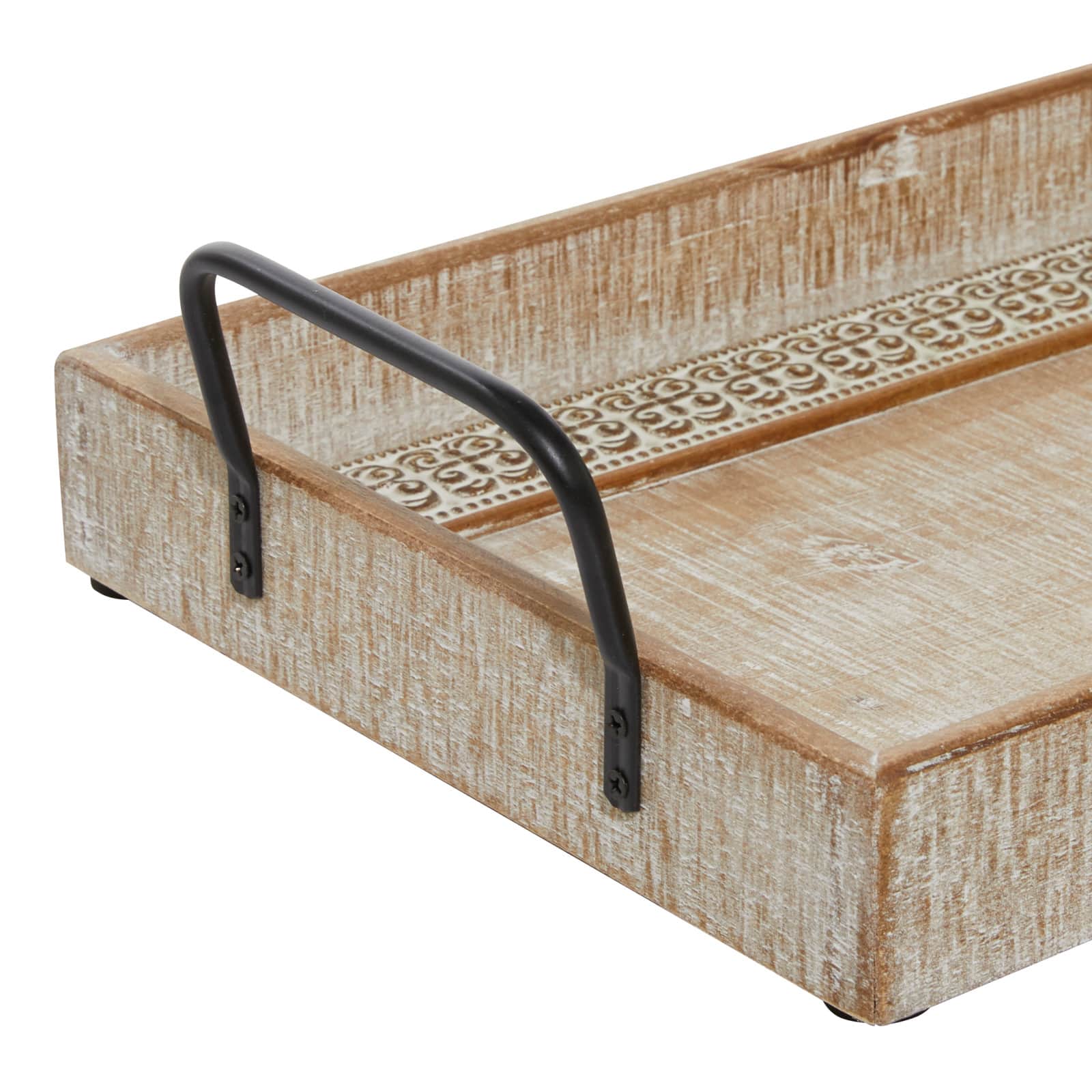 Brown Wood Boho Style Tray Set