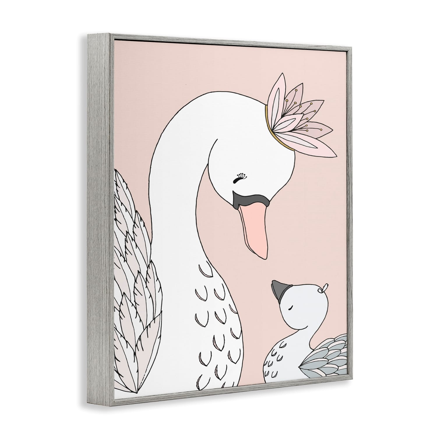 Stupell Industries Mother & Baby Swan Flower Crowns Princess Animals Framed Giclee Art