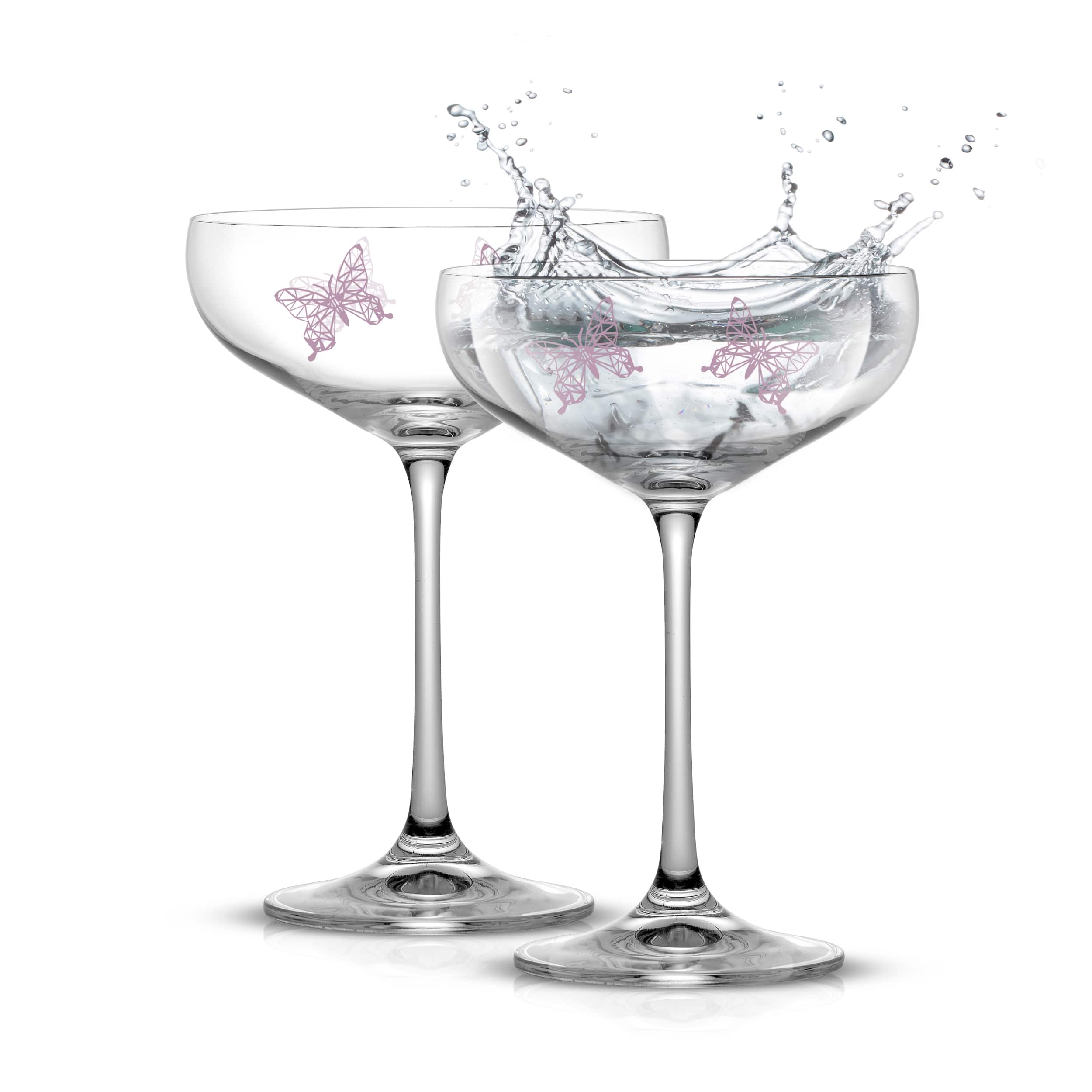 JoyJolt® 14oz. Meadow Butterfly Crystal Martini Glass Set, 2ct.