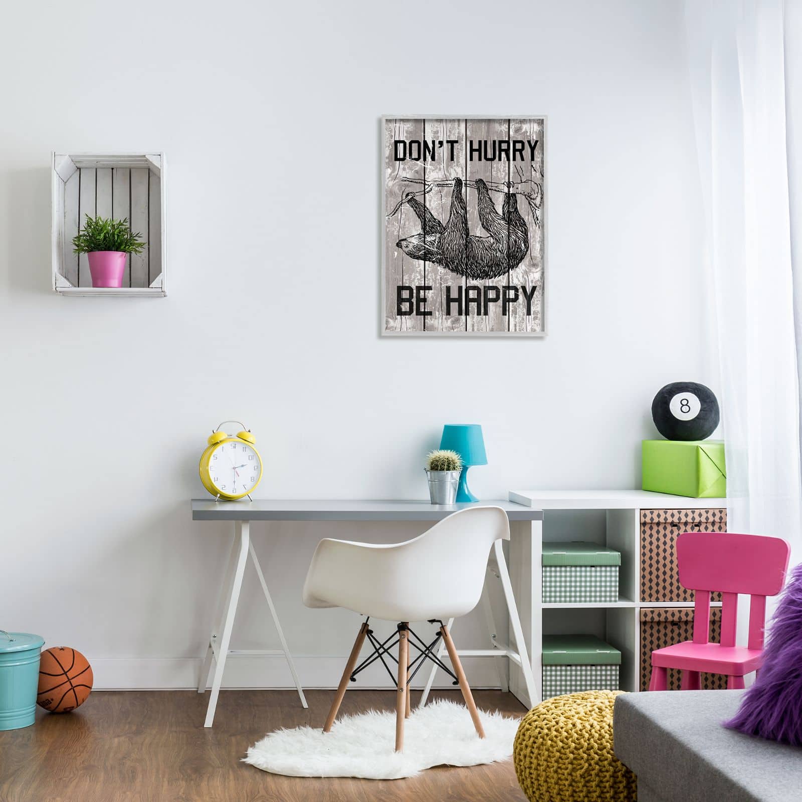 Stupell Industries Don't Hurry Funny Word Sloth Animal Textured Design Framed Wall Art