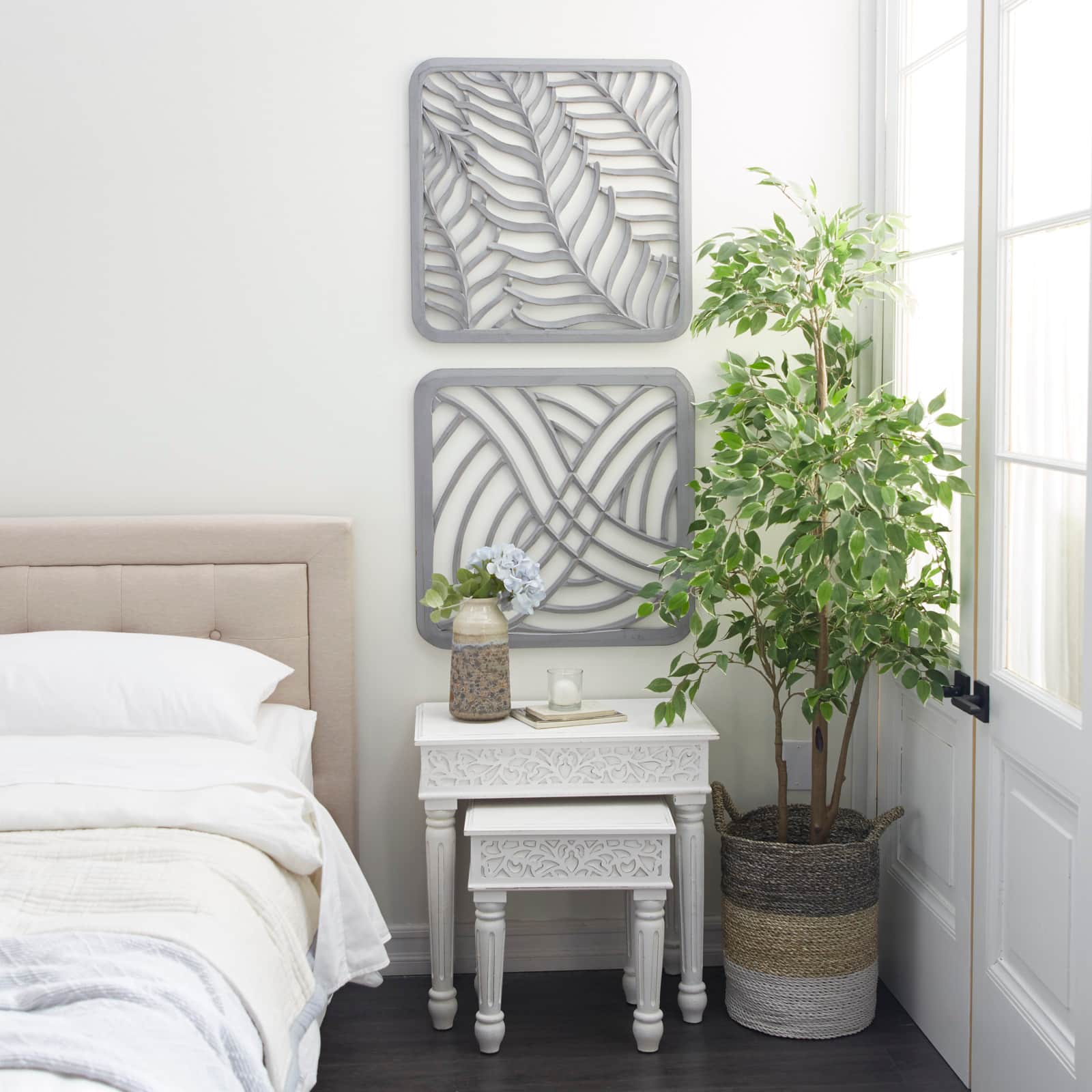 24" Gray Wood Eclectic Abstract Wall Décor Set