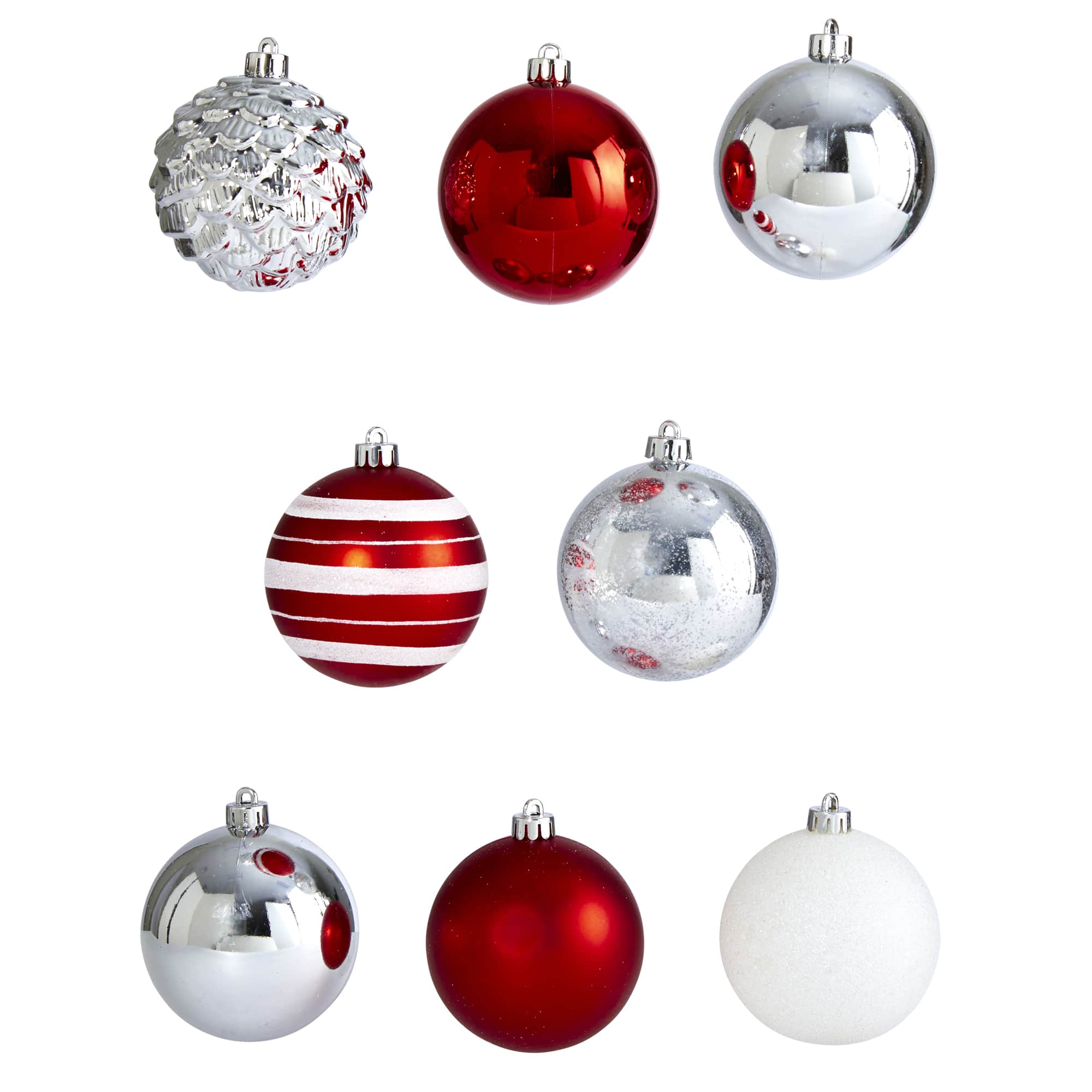 64ct. 3" Red & Silver Shatterproof Ball Ornaments