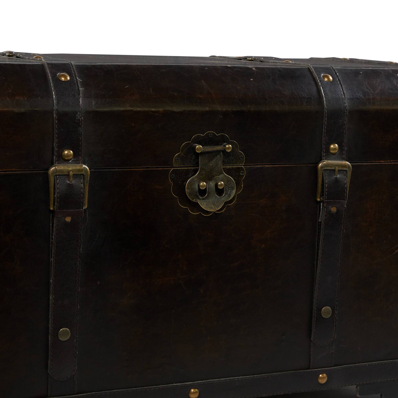 Set of 3" Brown Wood Traditional Trunk, 28", 24", 20"