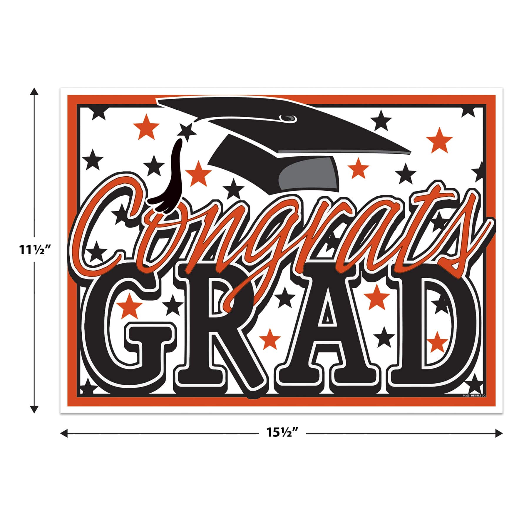Beistle 11.5" x 15.5" Plastic Congrats Grad Yard Sign