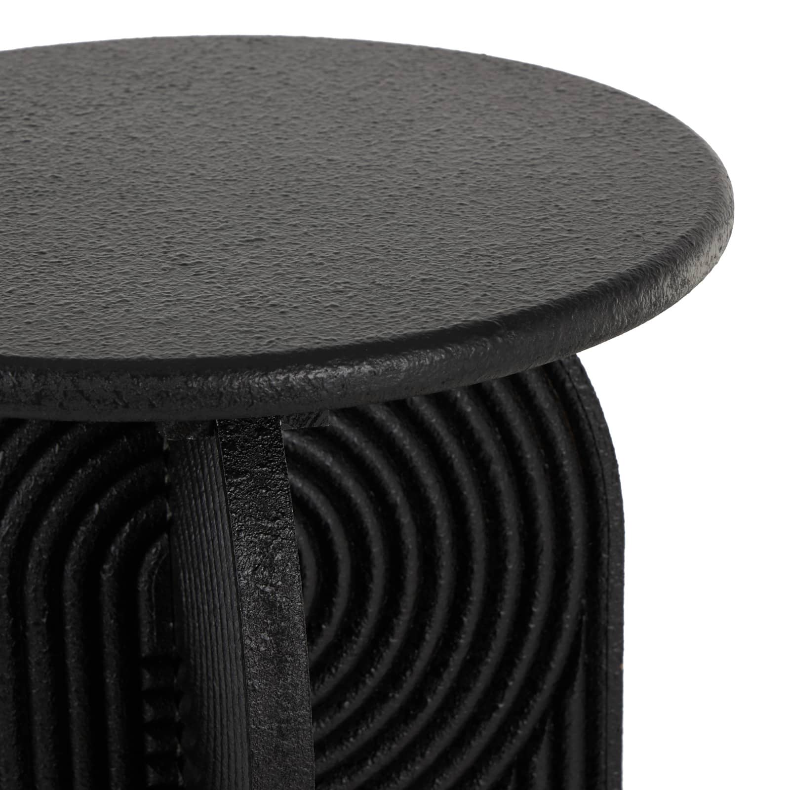 Black Wood Art Deco Carved Arched Pedestal Accent Table Set