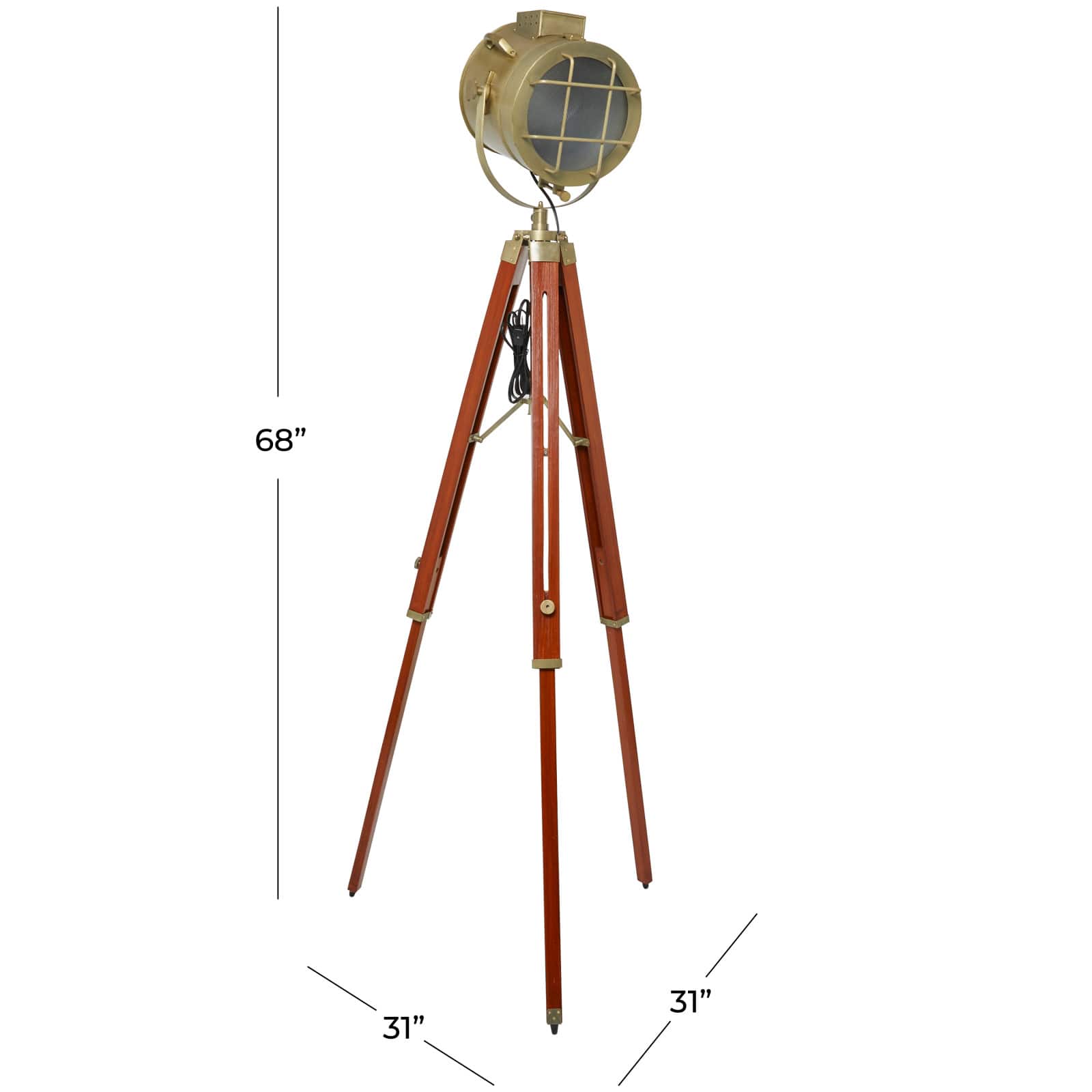 Brown Stainless Steel Spotlight Floor Lamp 31" x 31" x 68"