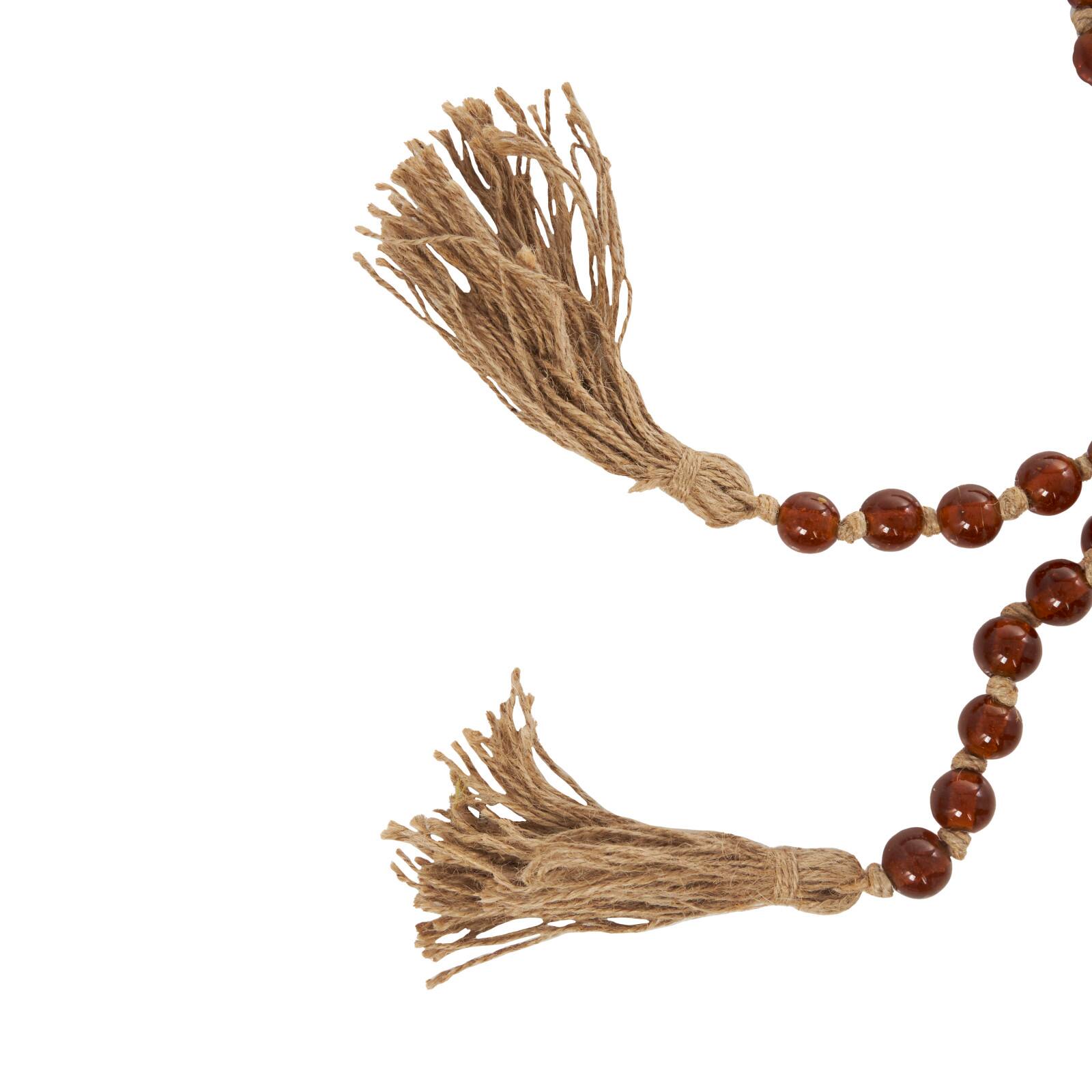 83" Glass Handmade Round Long Beaded Garland with Jute Tassel