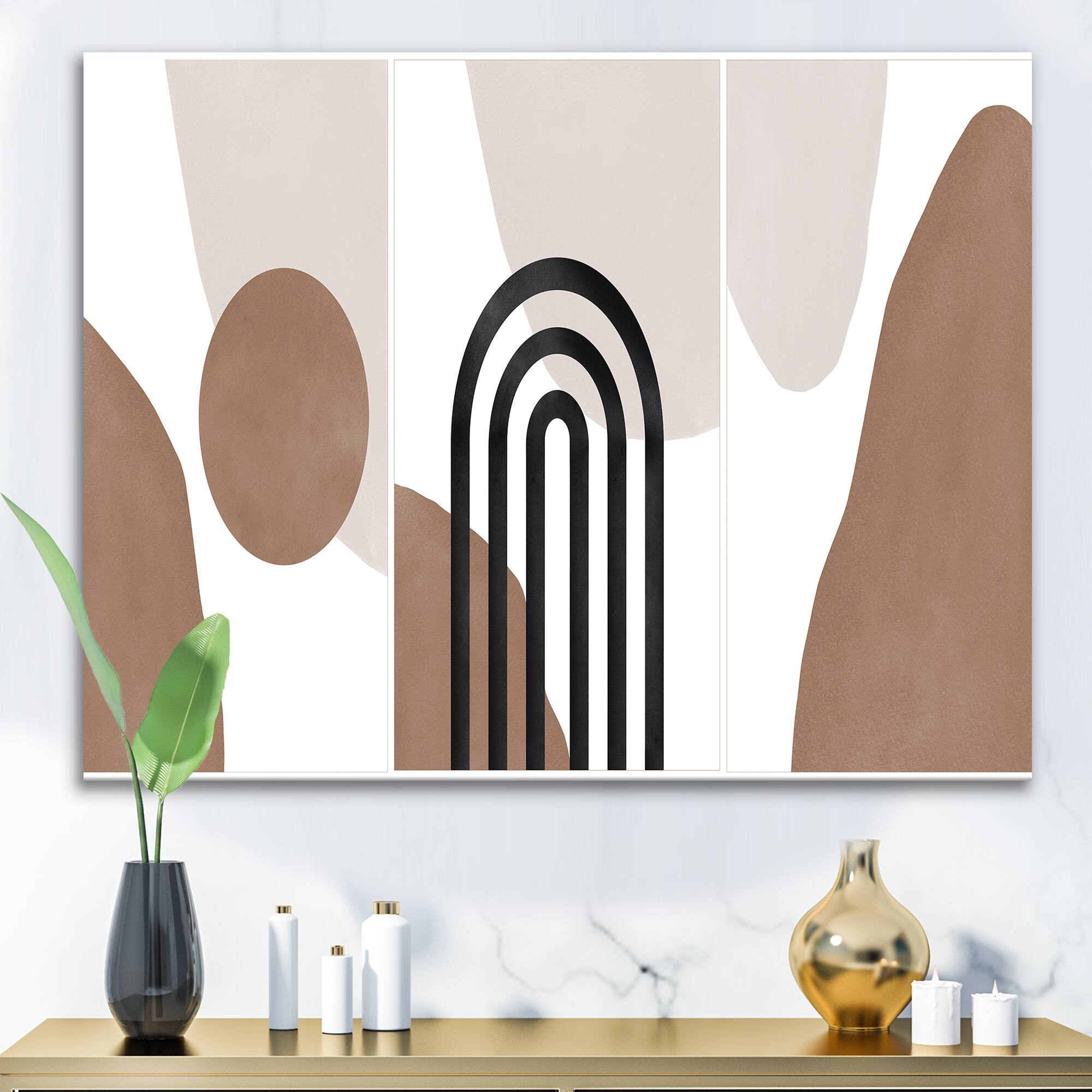Designart - Abstract Shapes in Terracotta and Ivory Shapes II - Modern Canvas Wall Art Print
