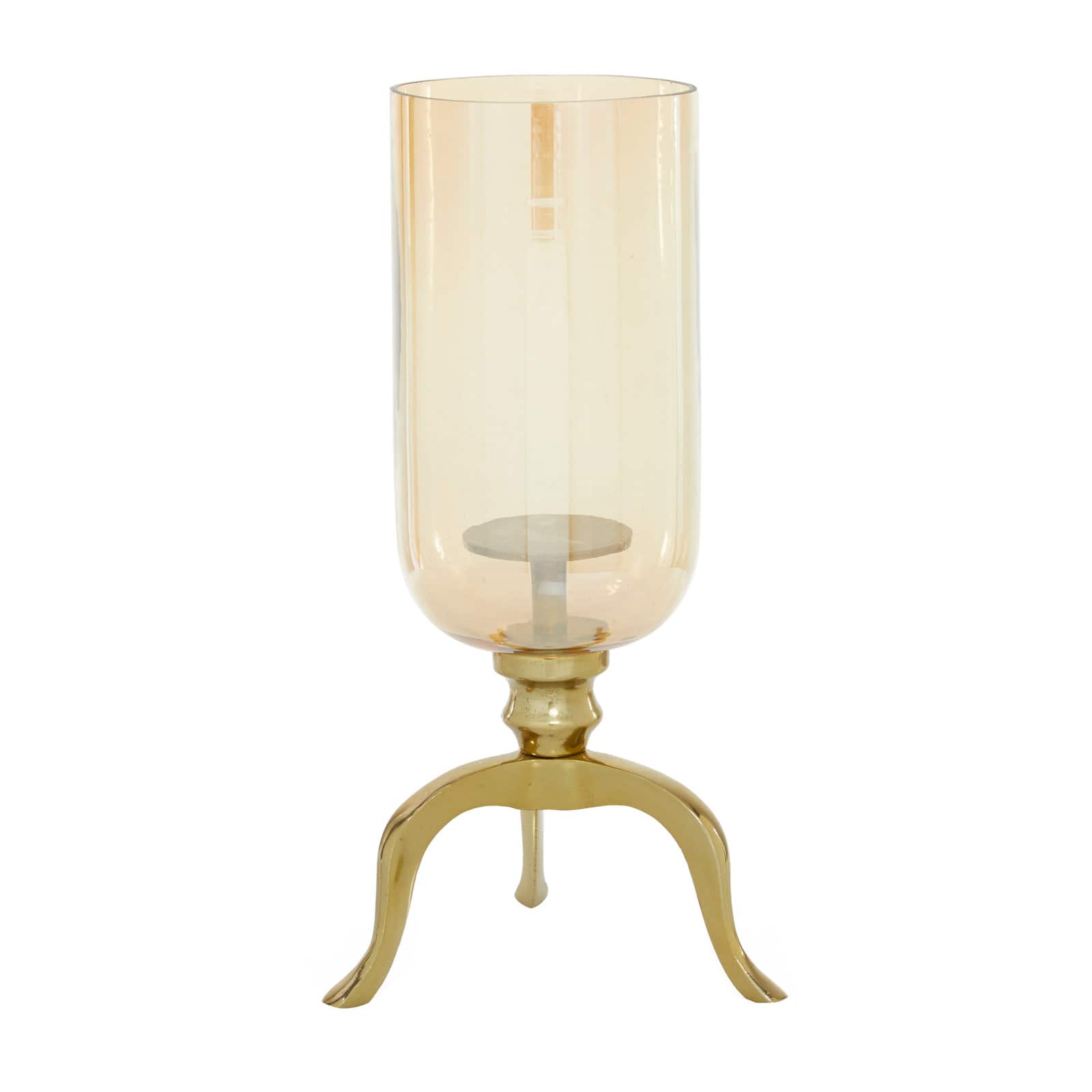 18" Gold Aluminum & Glass Traditional Candlestick Holder