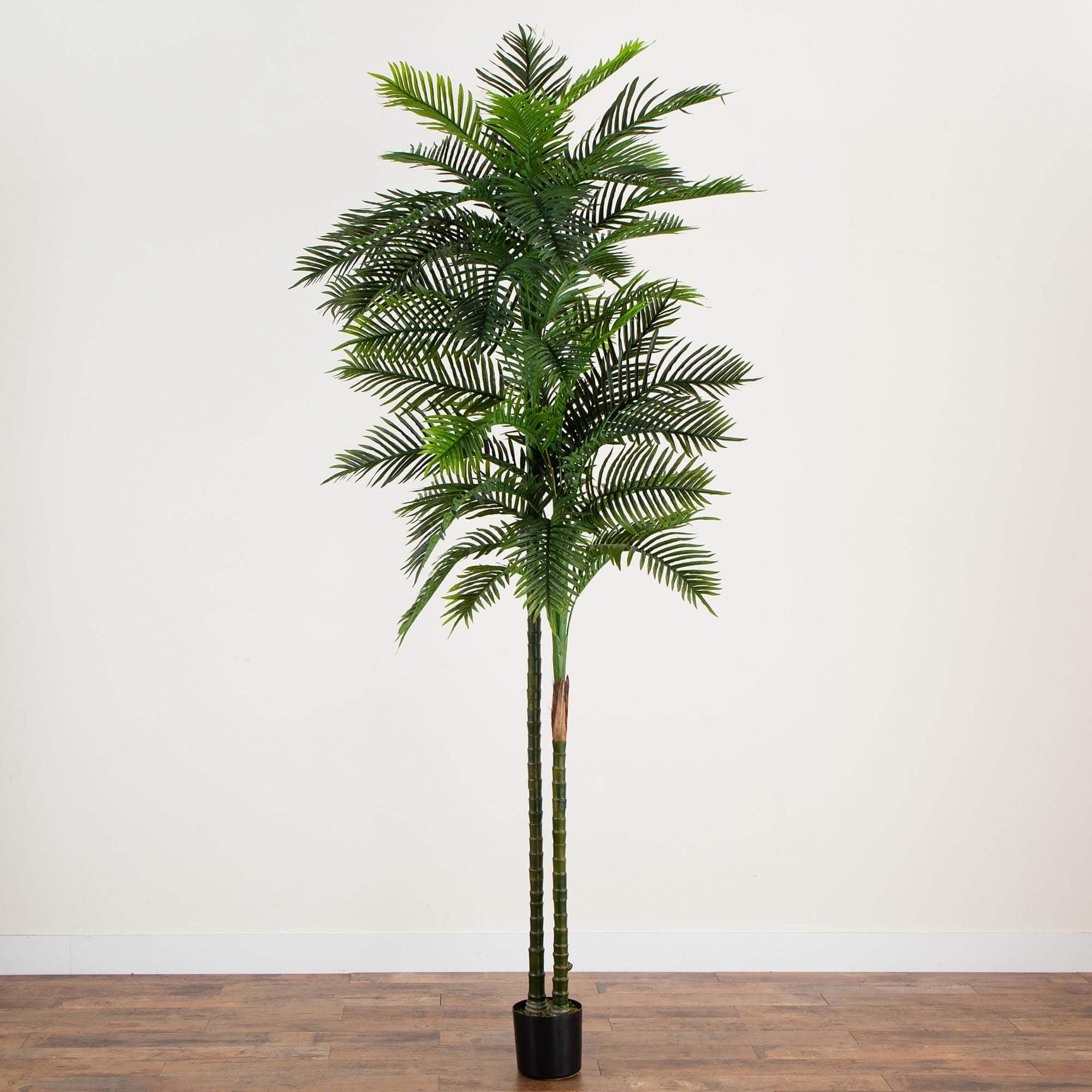 10ft. Potted Green UV Resistant Artificial Double Robellini Palm Tree