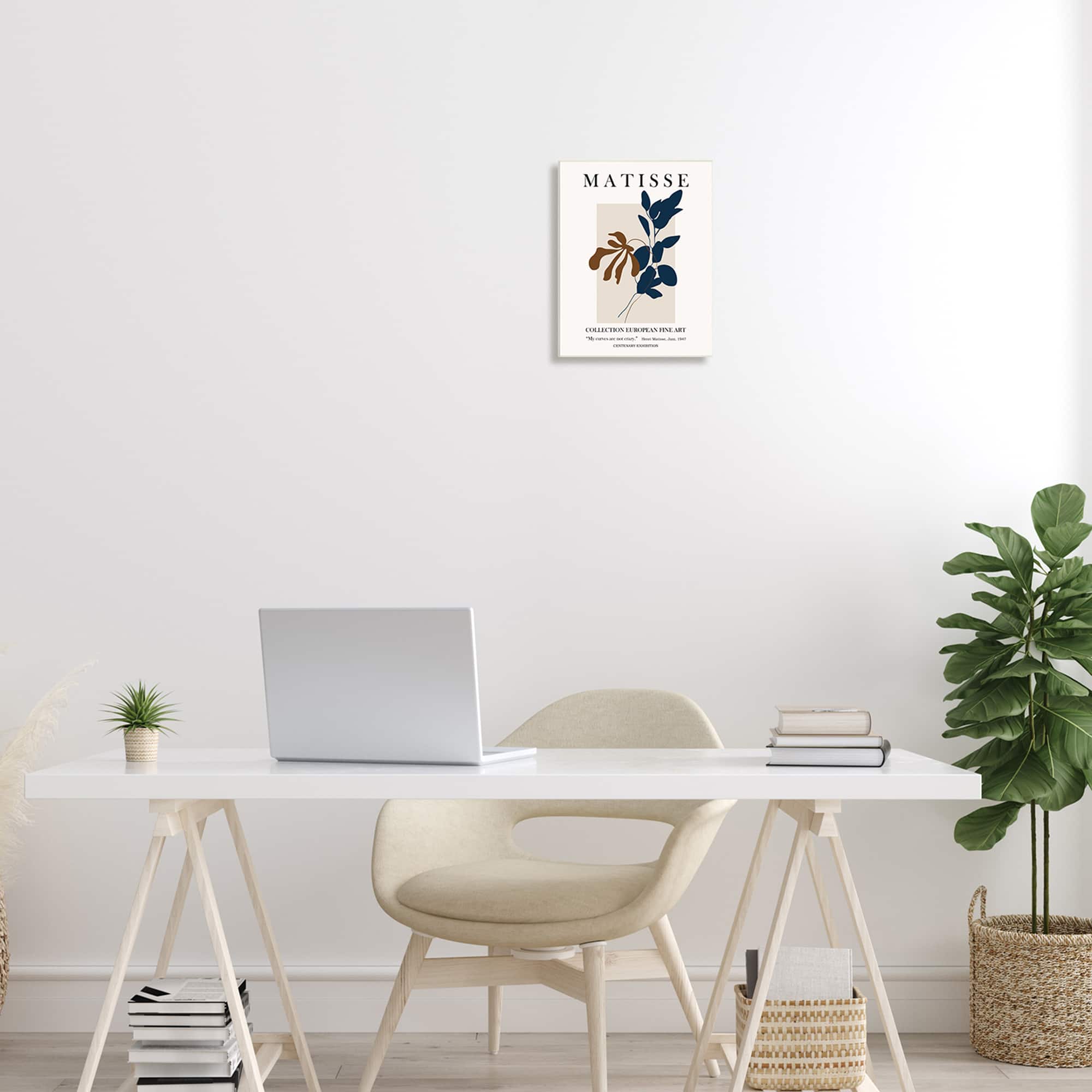 Stupell Industries Bold Modern Botanicals Leaf Silhouettes Matisse Text Wall Plaque Art