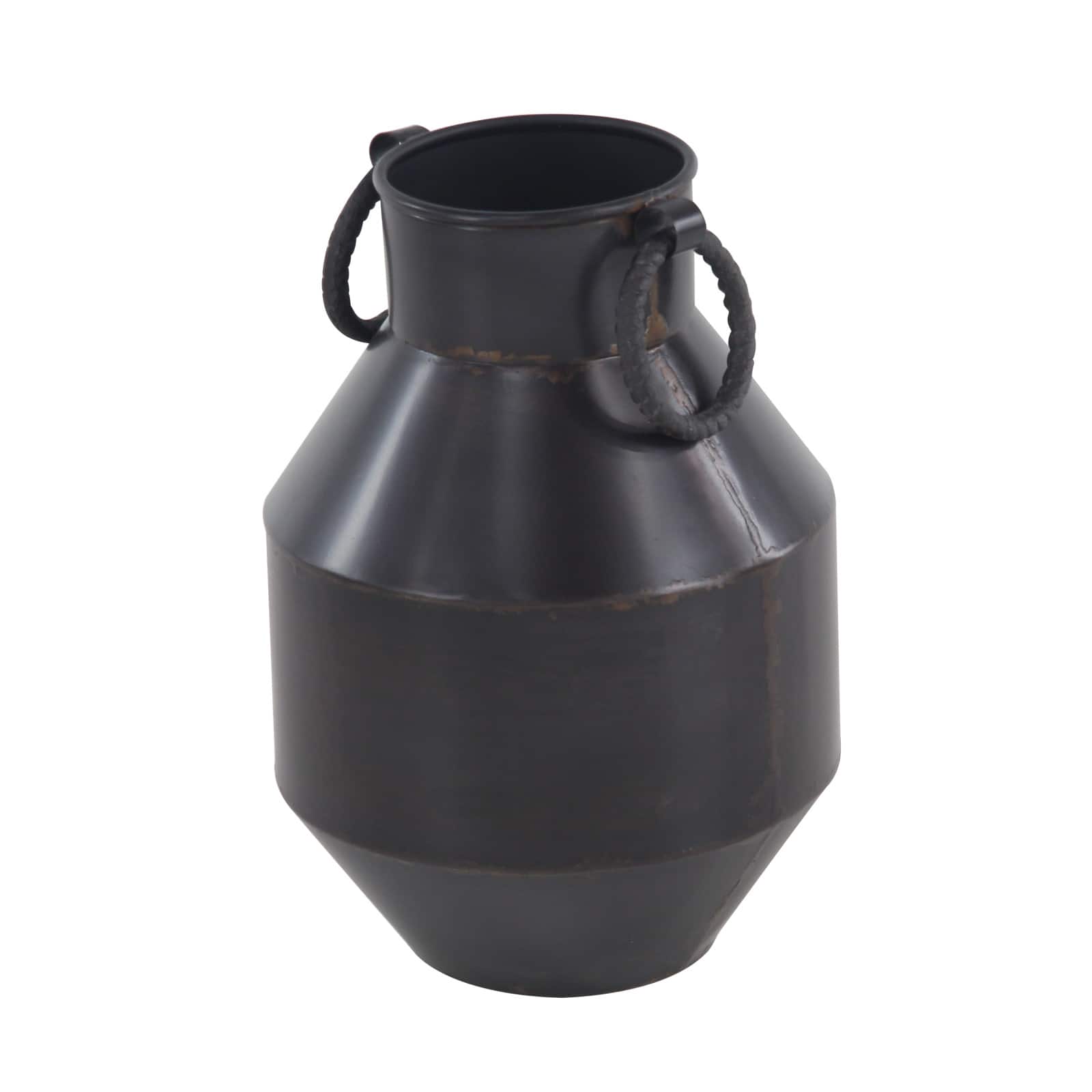 Dark Brown Metal Rustic Vase, 12" x 8" x 8"