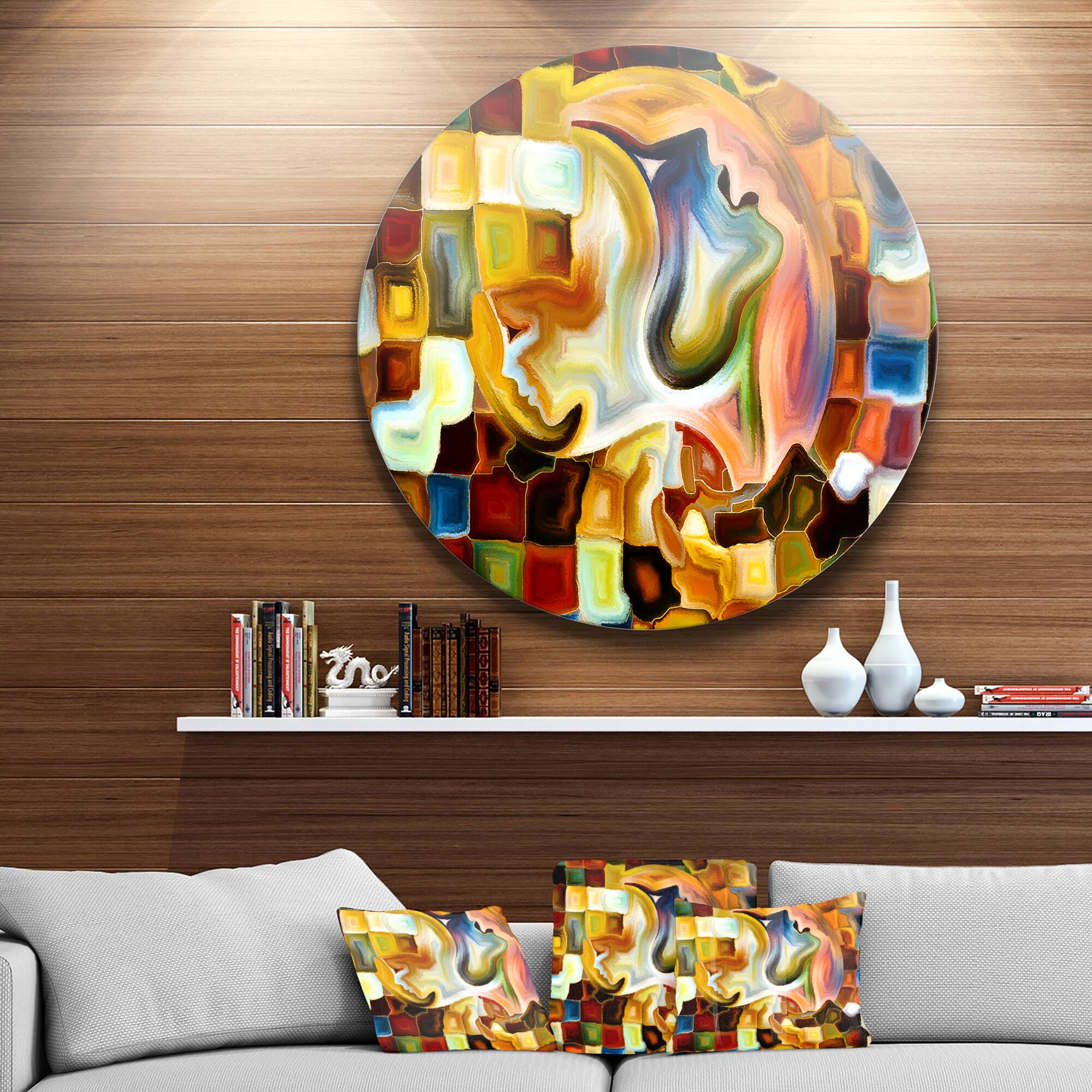Designart - Way of Inner Paint' Abstract Metal Circle Wall Art