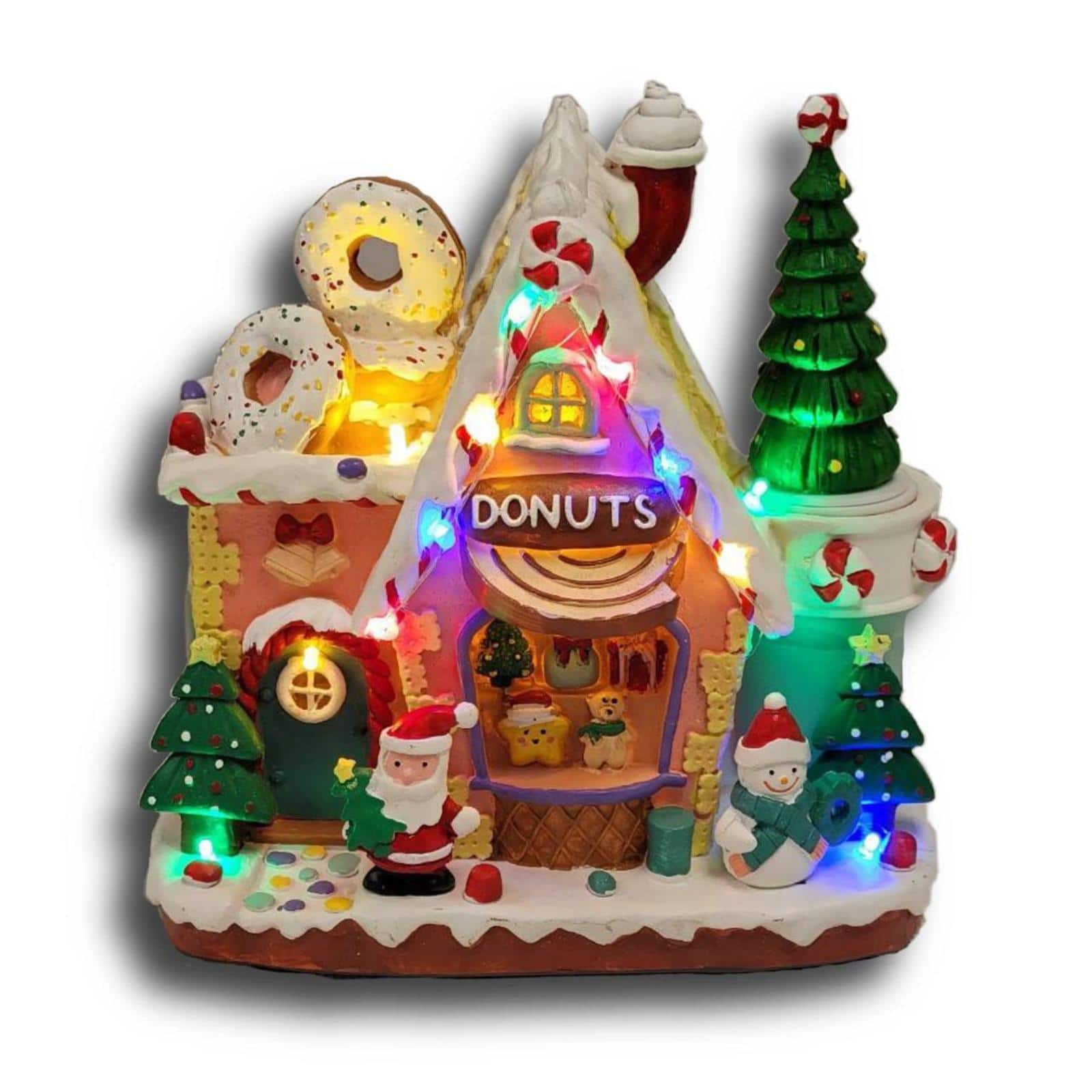 Wizardi 20" Gingerbread Donuts House Christmas Village Decoration