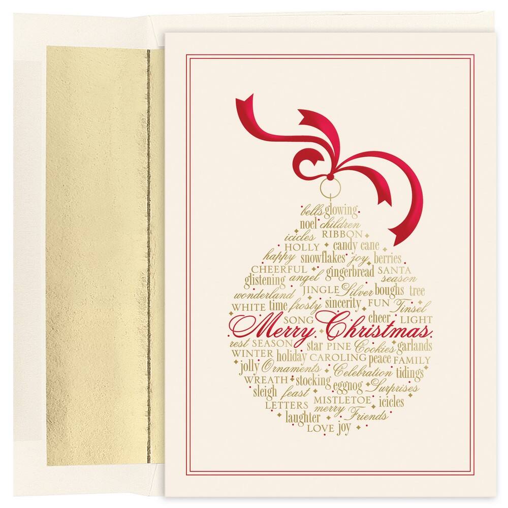 JAM Paper Words of Christmas Ornament Cards & Envelopes Set, 16ct.