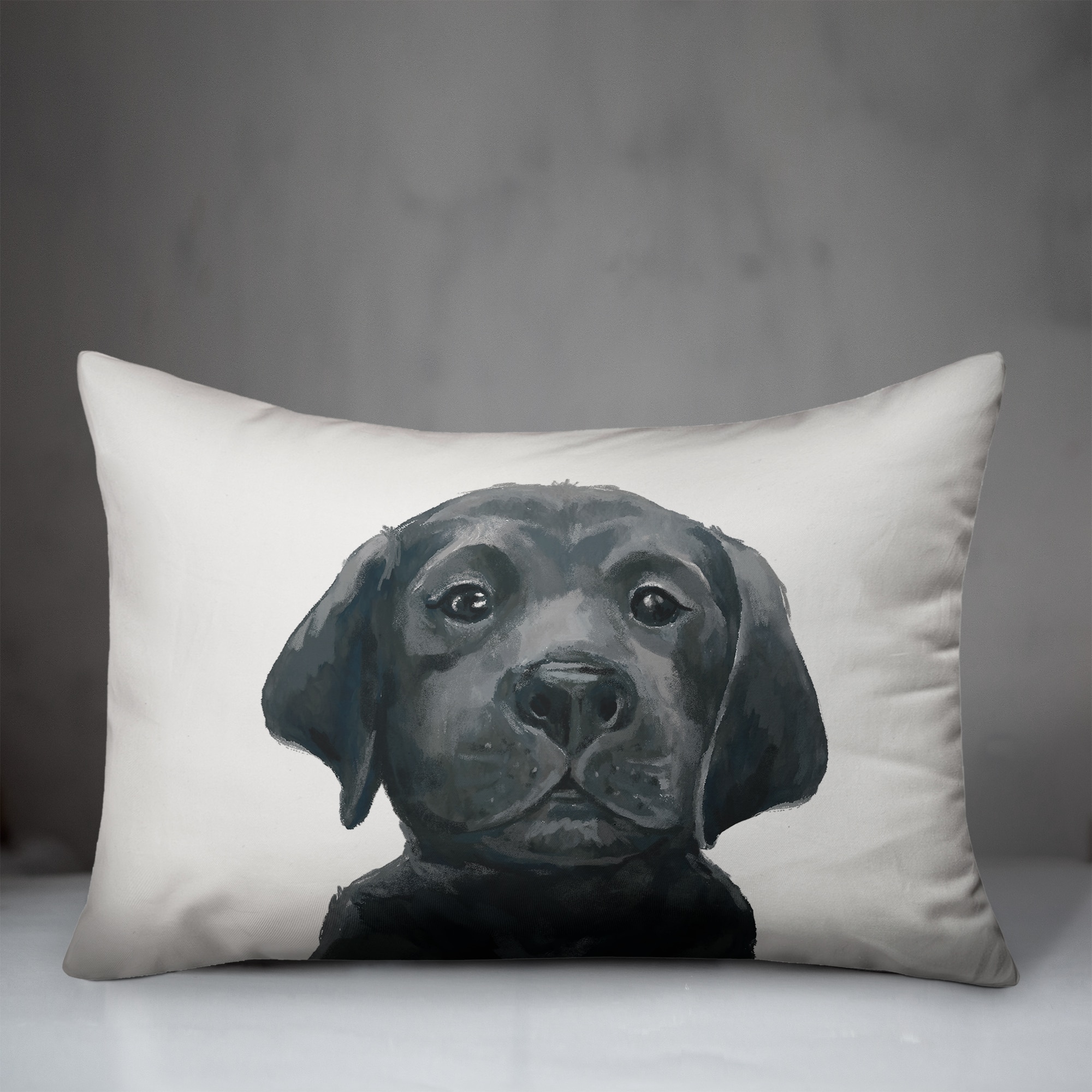 Black Lab Puppy Indoor/Outdoor Throw Pillow