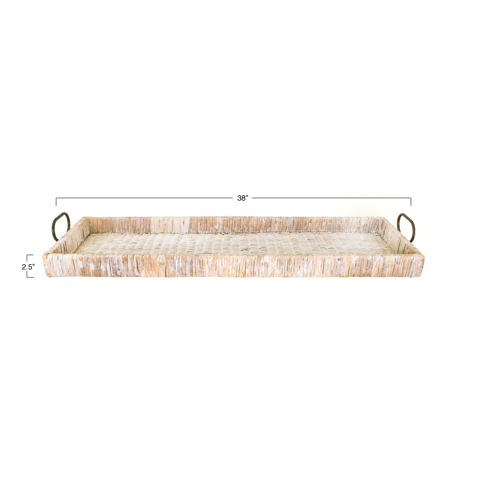 Hello Honey® 3ft. Decorative Rattan Tray with Metal Handles
