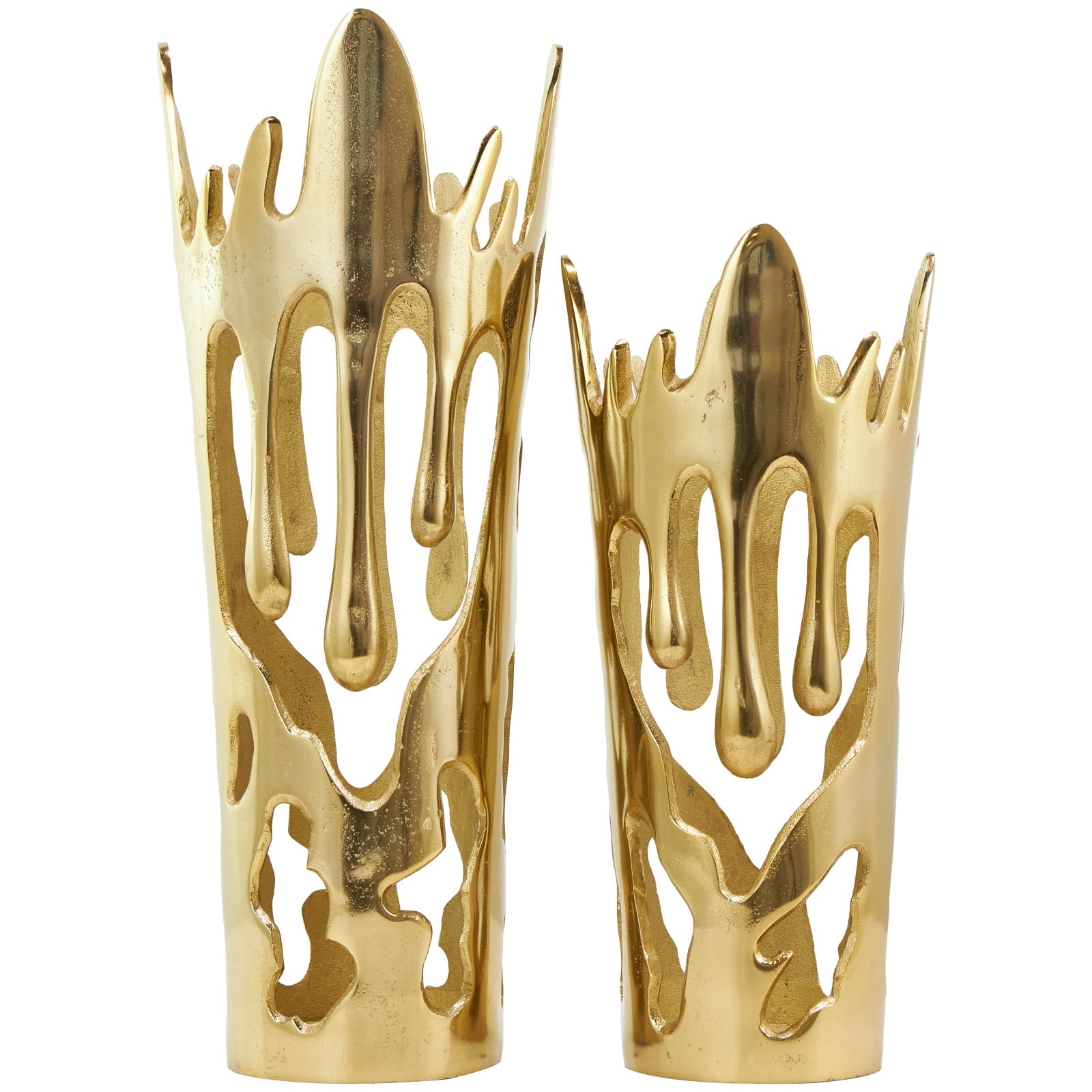 Gold Aluminum Drip Vase with Melting Designed Body Set