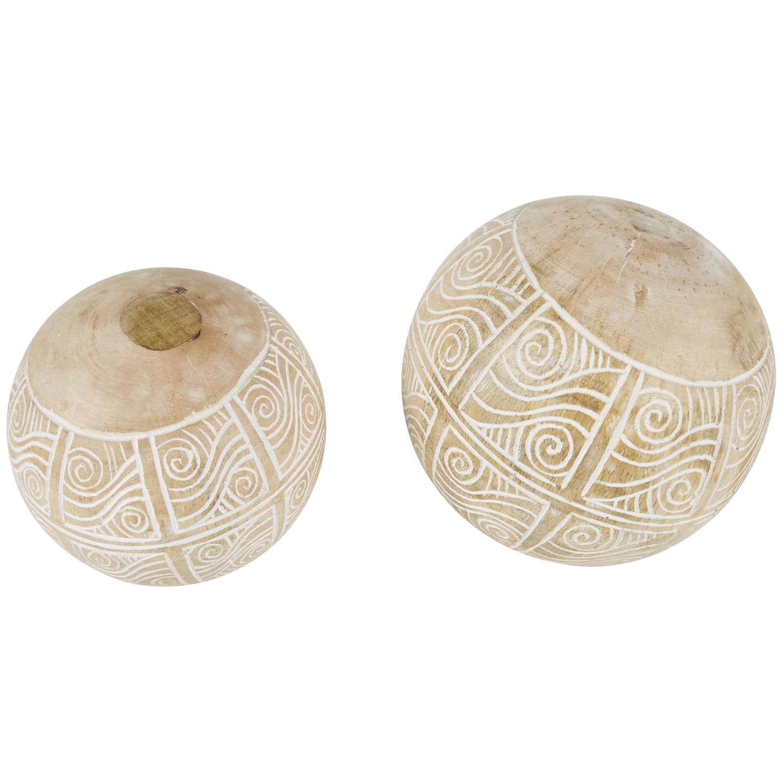 Cream Mango Wood Decorative Ball Orbs Set