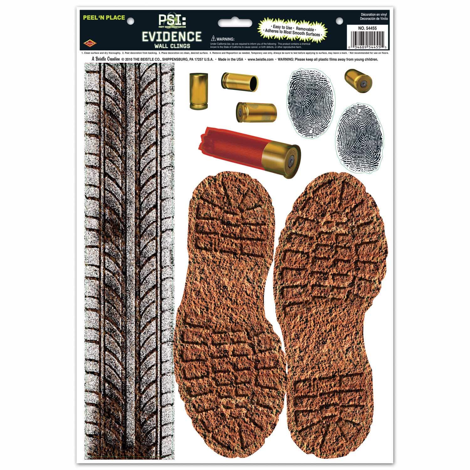 Beistle PSI Evidence Peel 'N Place Decoration Sheets, 2ct.