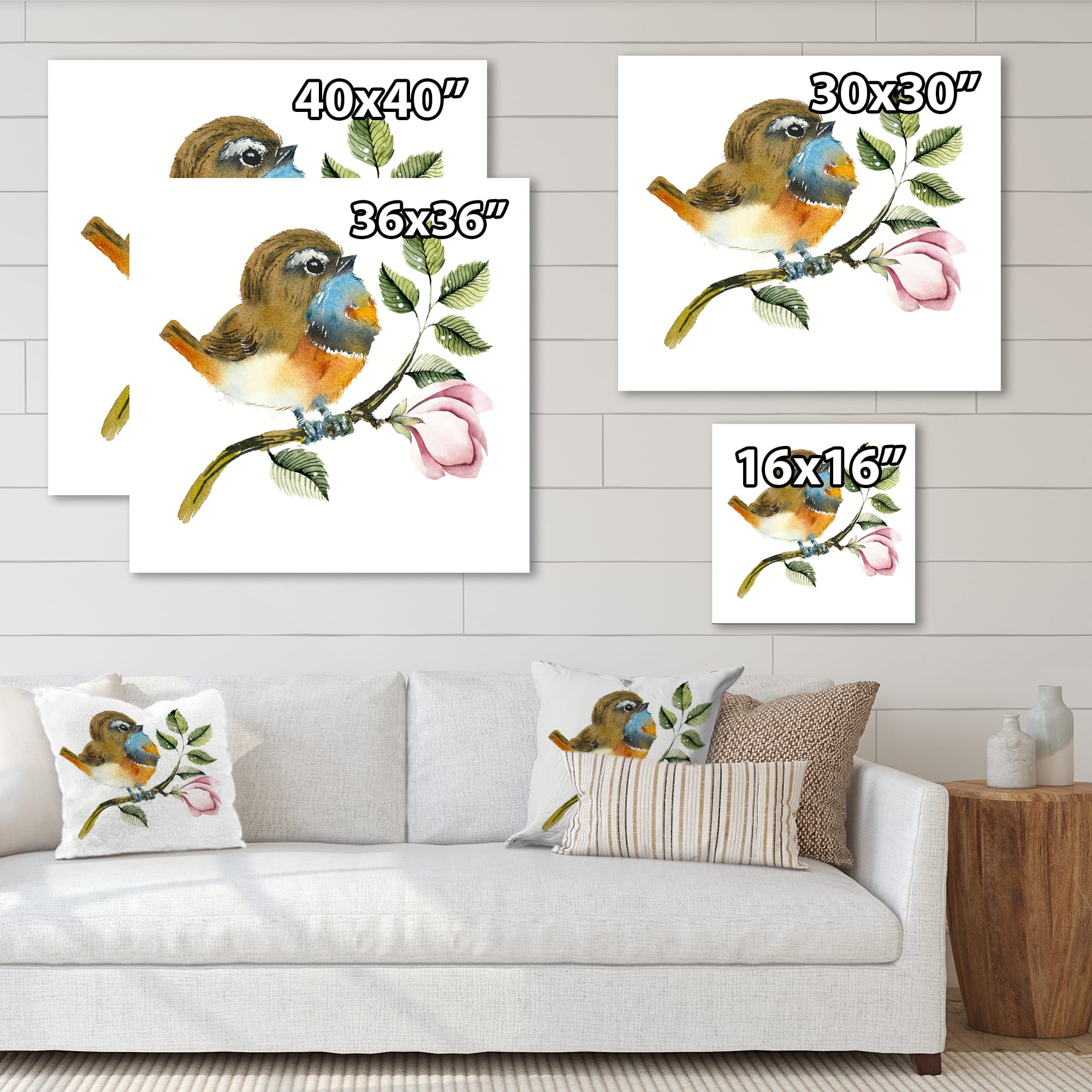 Designart - Bluethroat Bird On A Branch - Traditional Canvas Wall Art Print