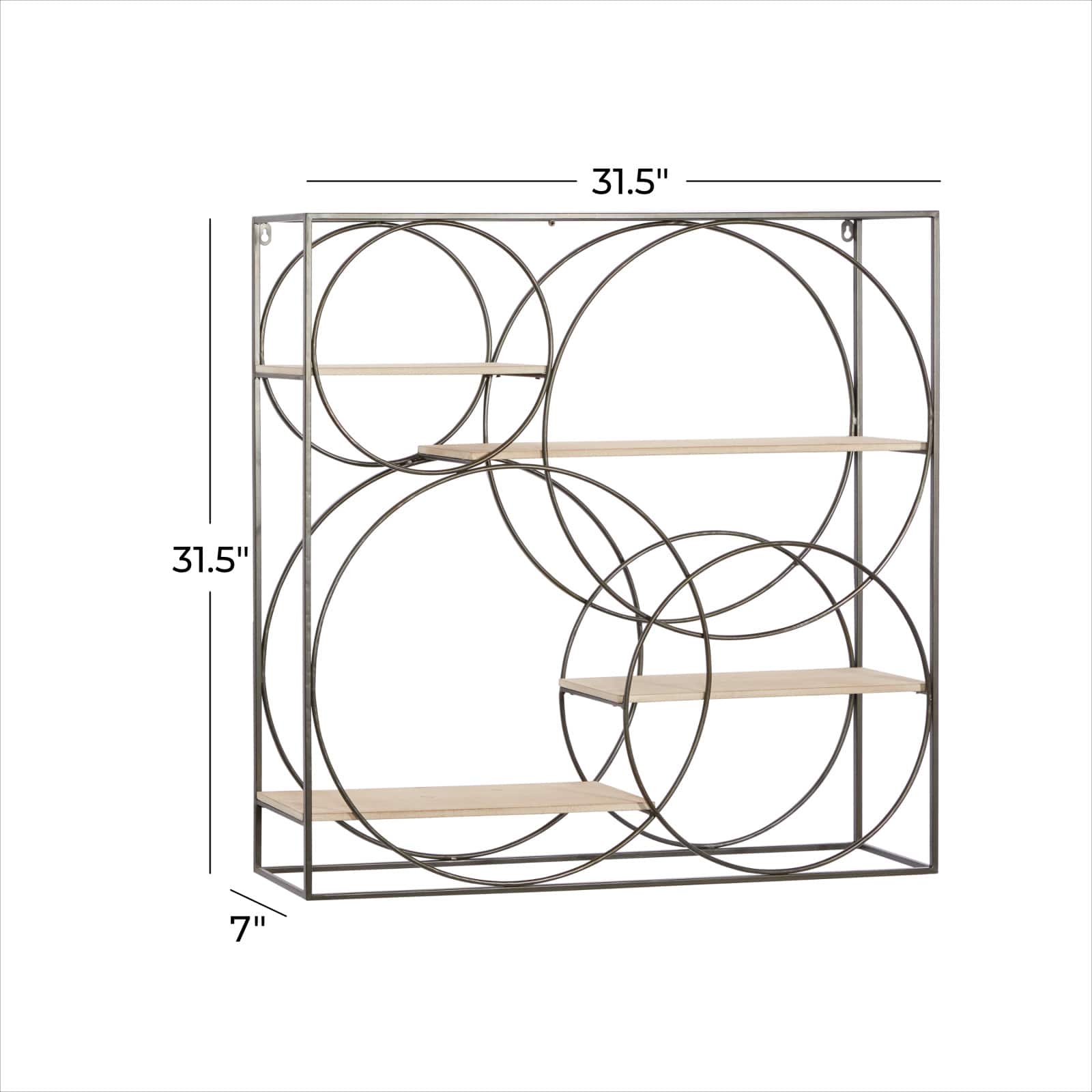 Gray Metal Contemporary Wall Shelf, 32" x 32" x 7"