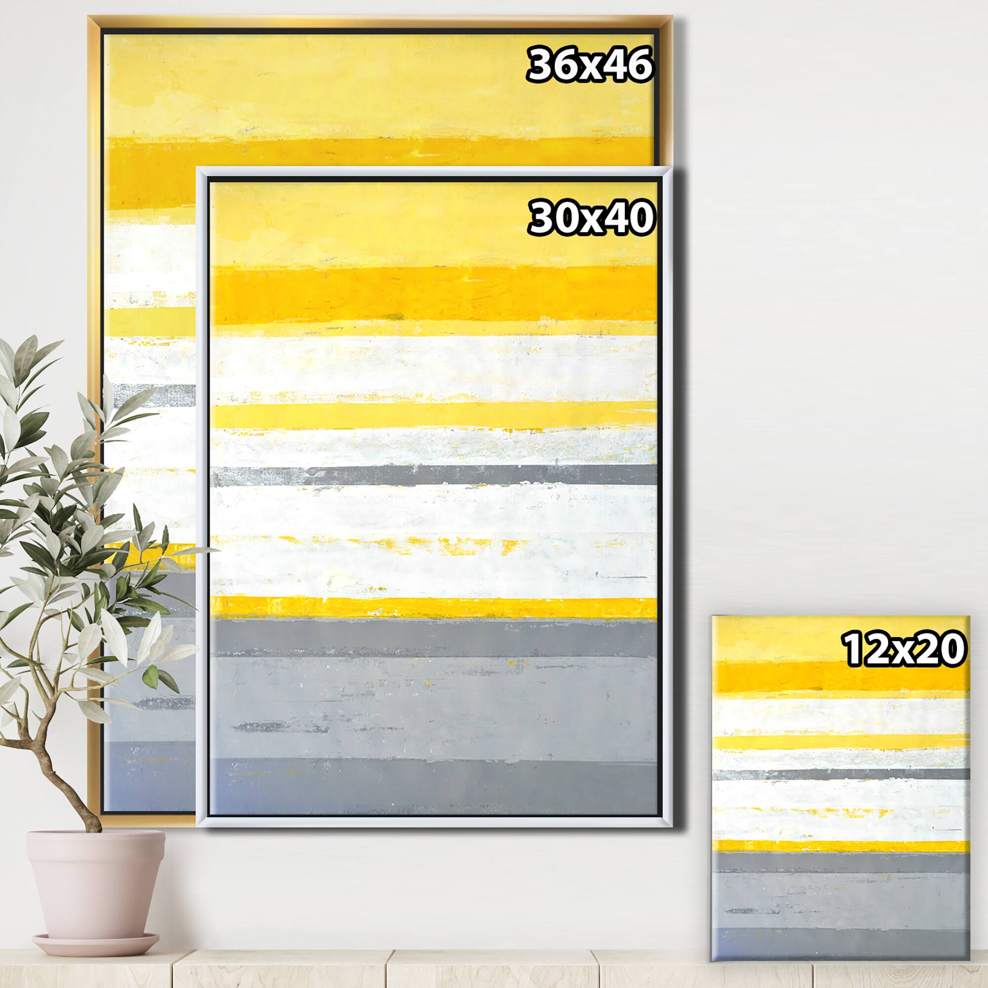 Designart - Grey and Yellow Blue Abstract XIII