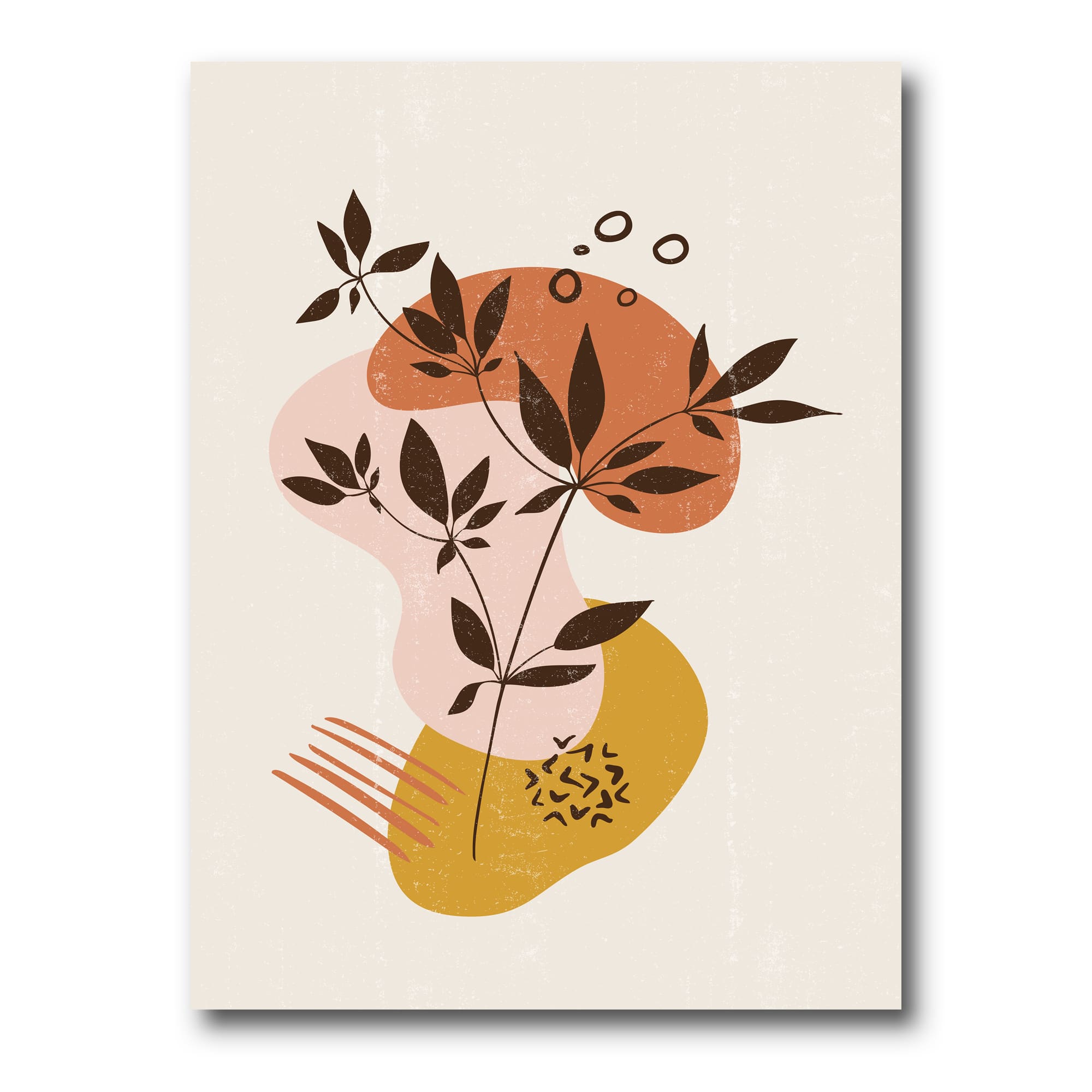Designart - Vintage Plant With Minimalist Shapes II - Modern Canvas Wall Art Print