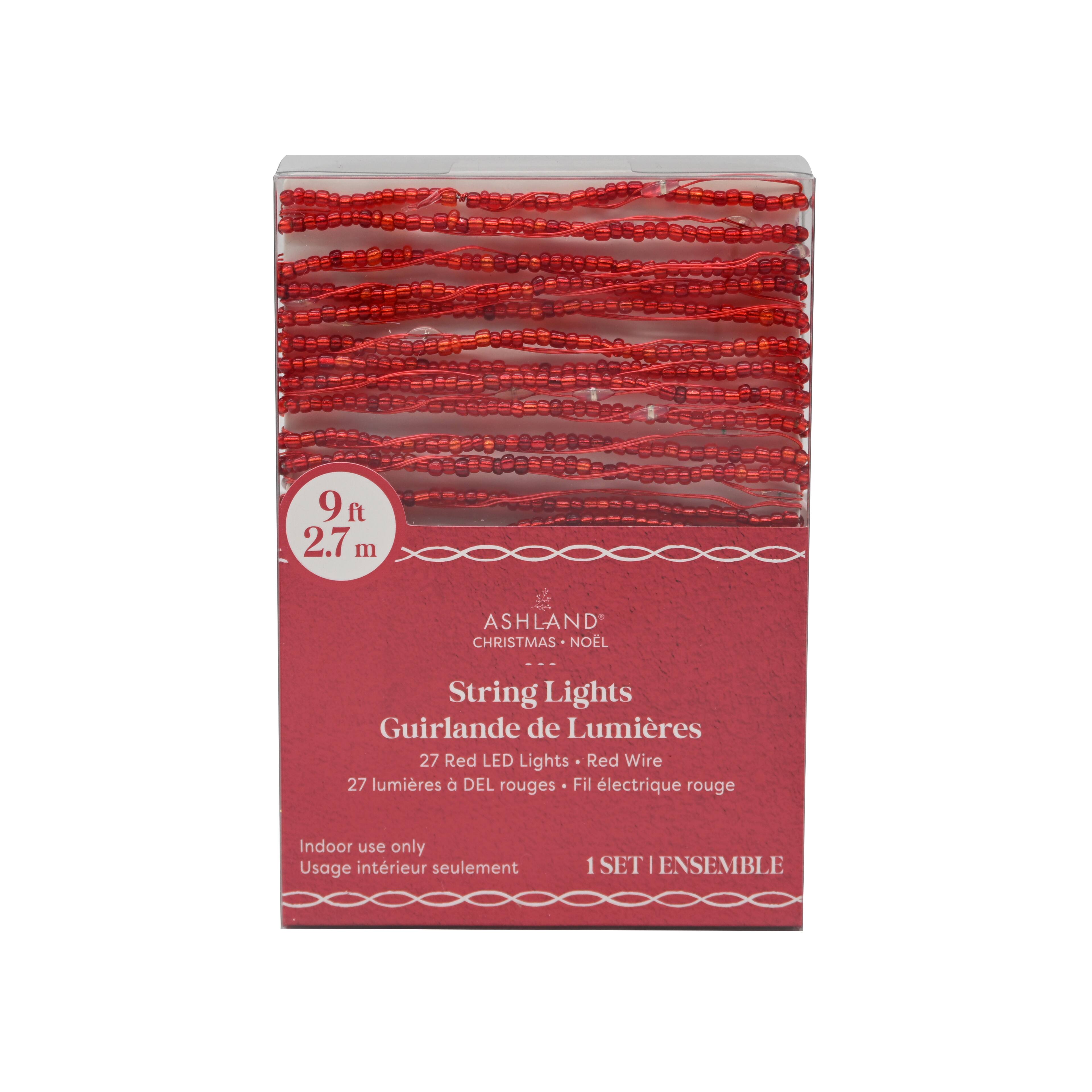 27ct. Red LED Beaded String Lights on Red Wire by Ashland®