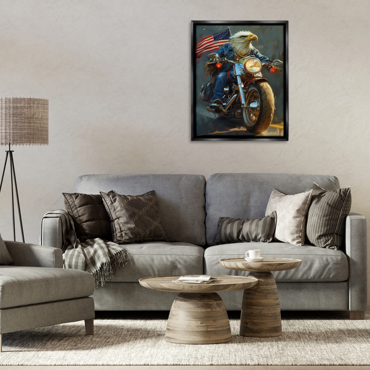 Stupell Industries Patriotic Eagle Motorcycle Floater Framed Art