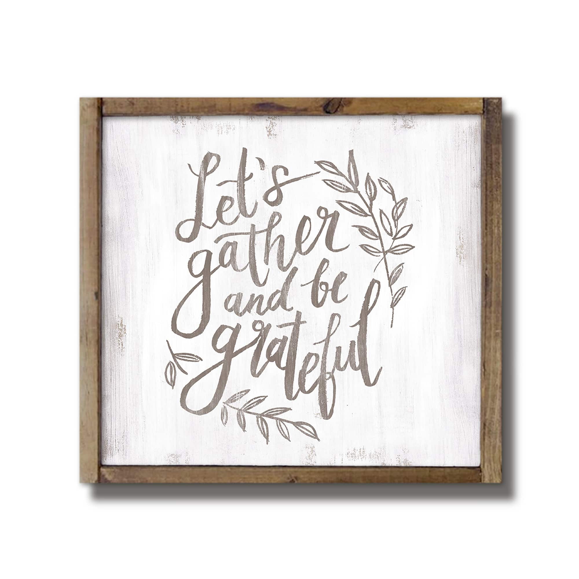 Let's Gather and Be Grateful Framed Wood Plaque