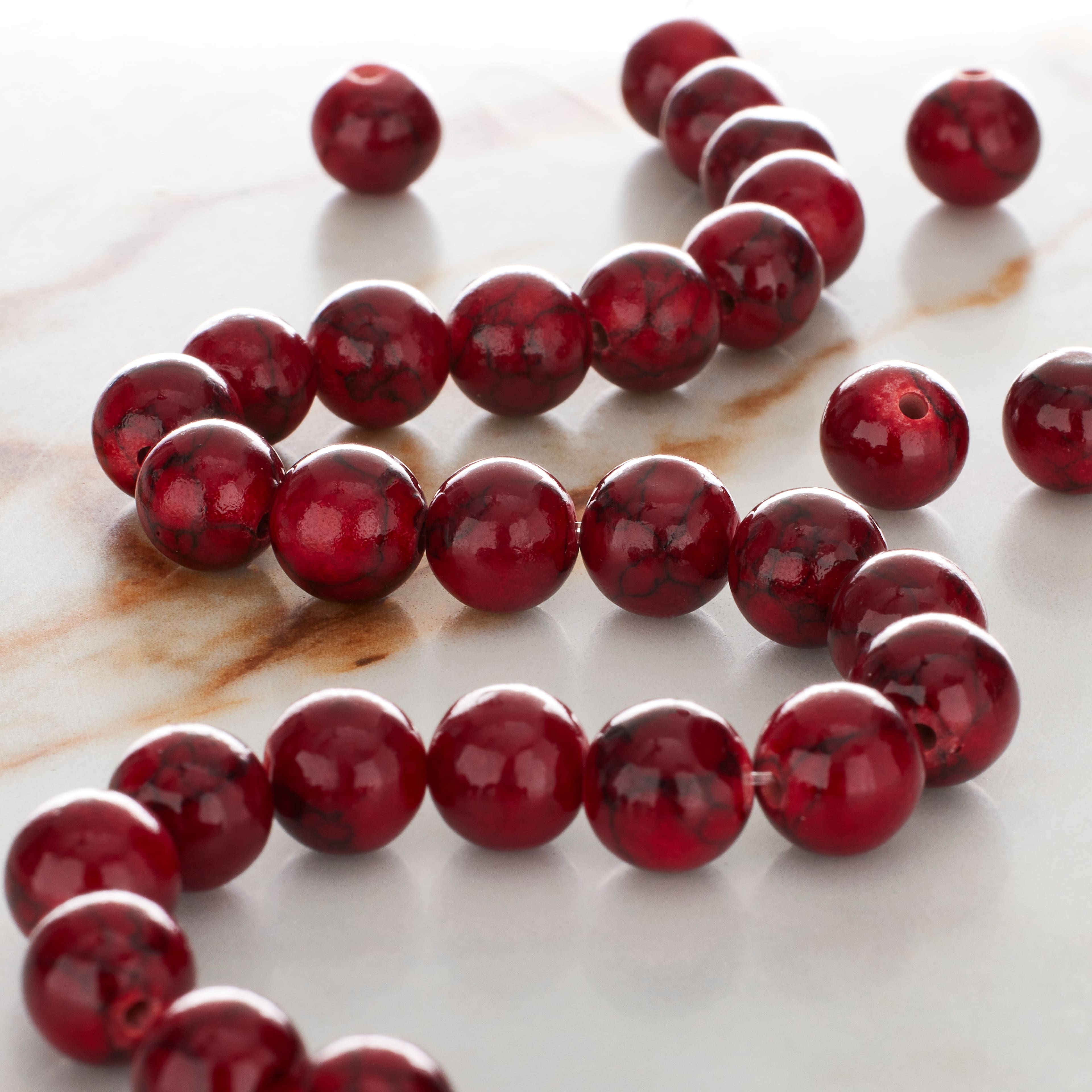 12 Pack: Dark Red Dyed Quartz Round Beads, 8mm by Bead Landing™