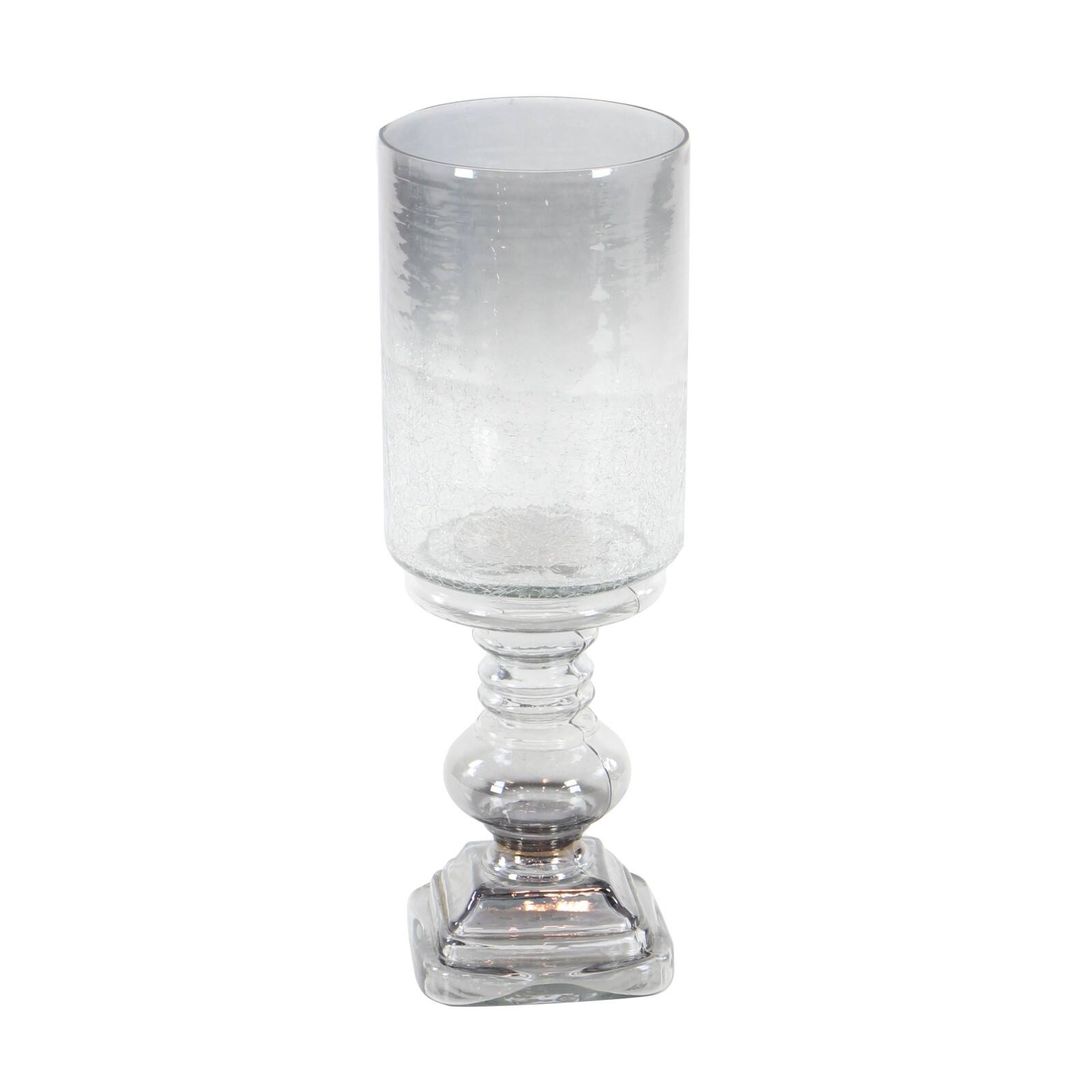 17" Black Glass Traditional Candle Holder