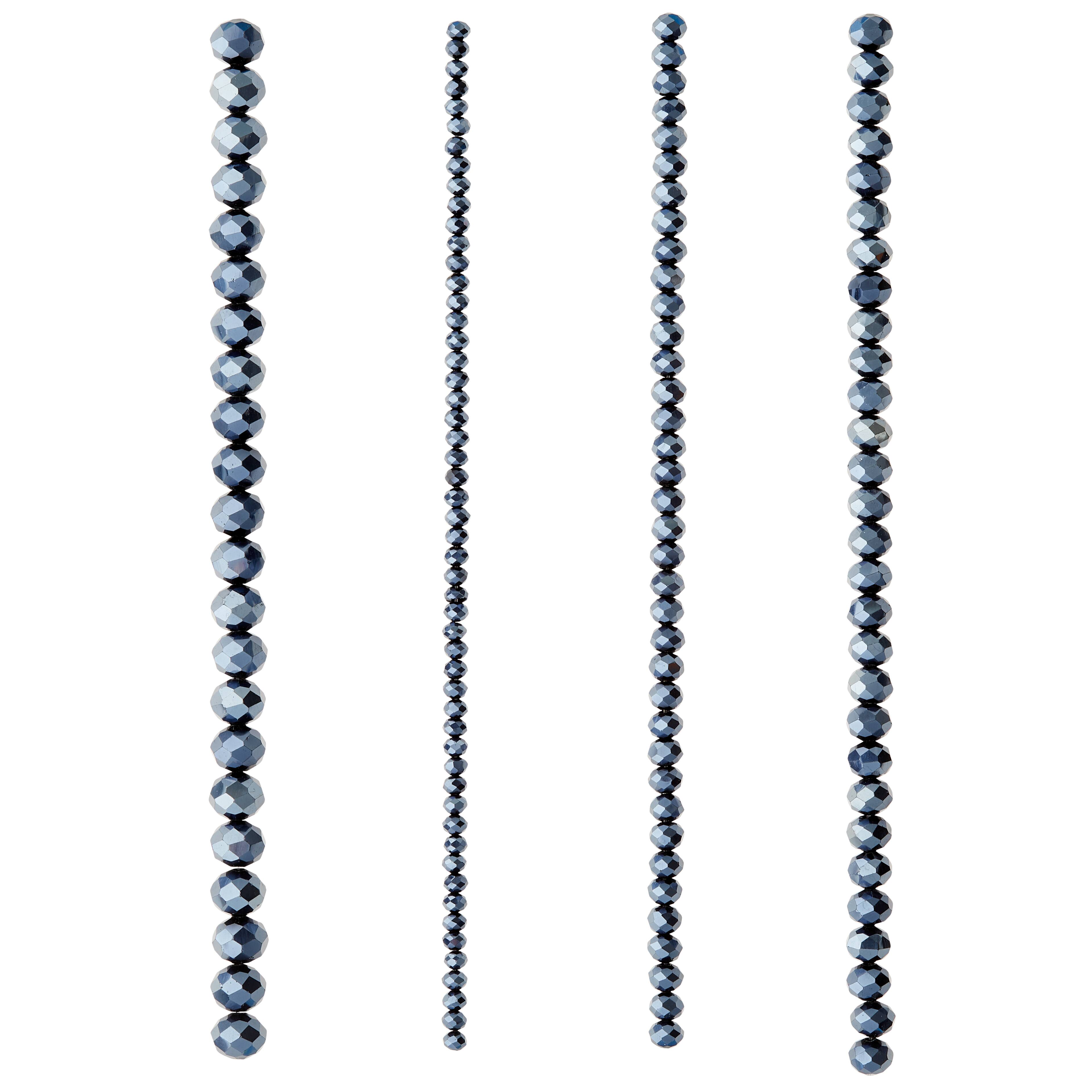 Black Faceted Glass Rondelle Bead Strings by Bead Landing™