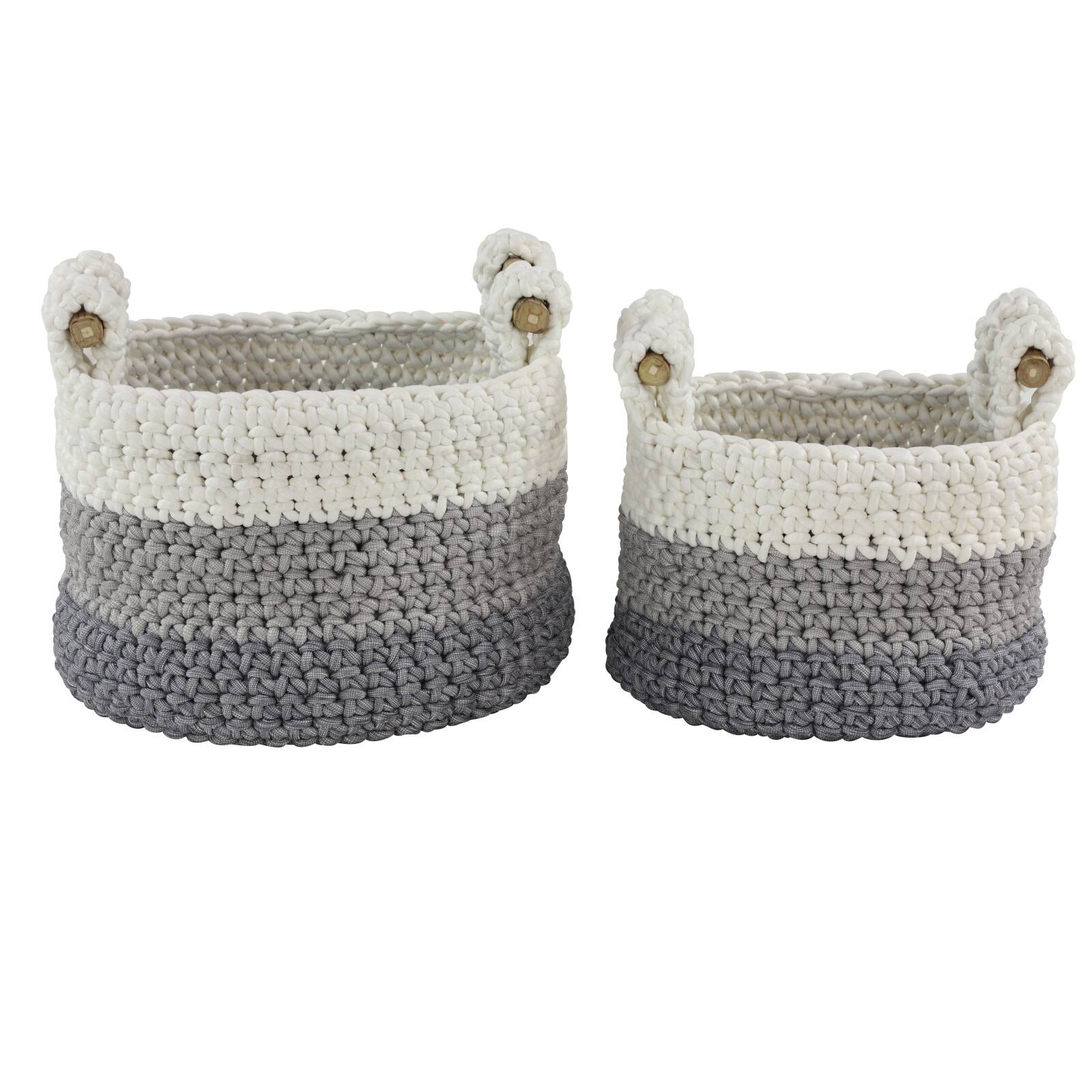 Gray Polyester Country Storage Basket Set