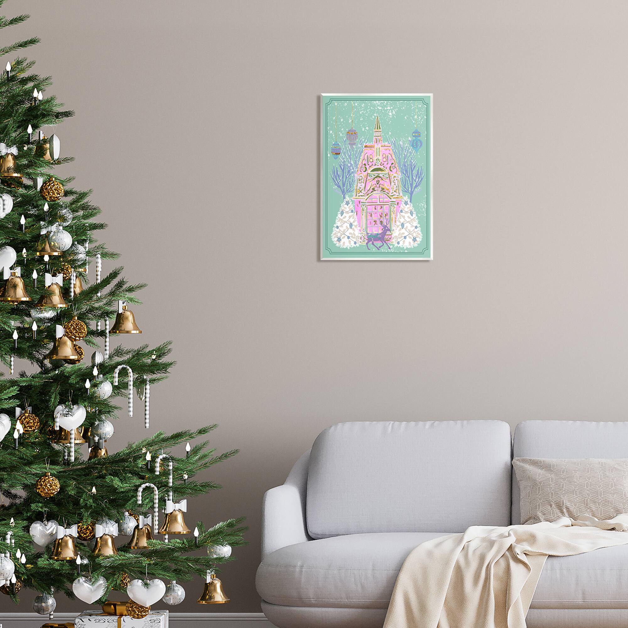Stupell Industries Pastel Holiday Snowy Architecture Wall Plaque Art